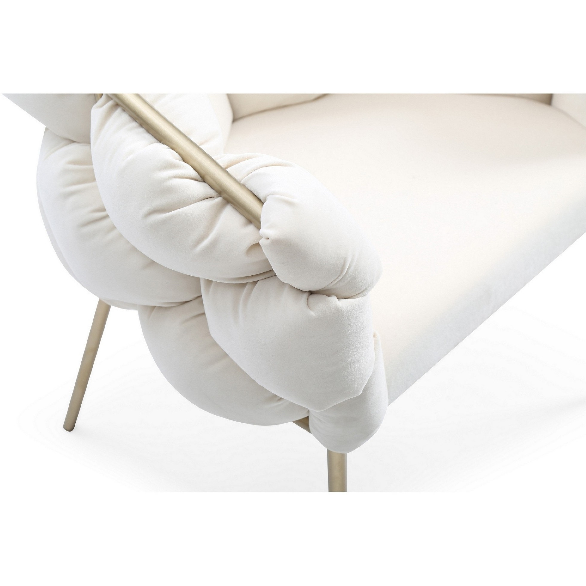 Cid 26 Inch Modern Curved Dining Chair, Bubble Tufted Back, Cream