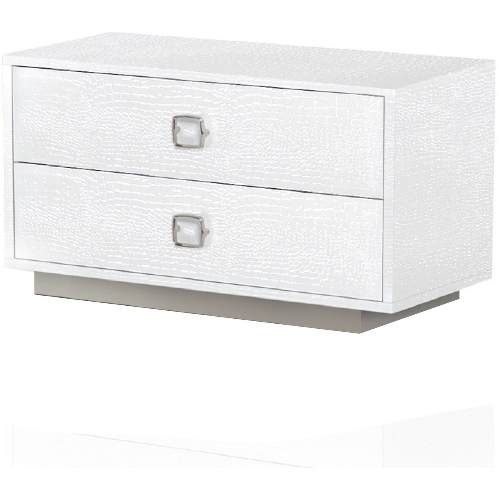 Hart 32 Inch Modern Nightstand, 2 Drawers, Textured Lacquer Finish, White