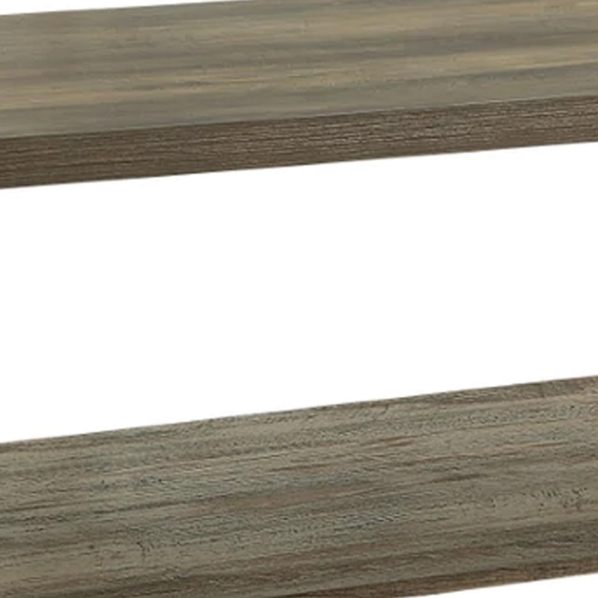 Eli 47 Inch Wood Coffee Table, Metal Brackets, Cross Bars, Rustic Oak Brown