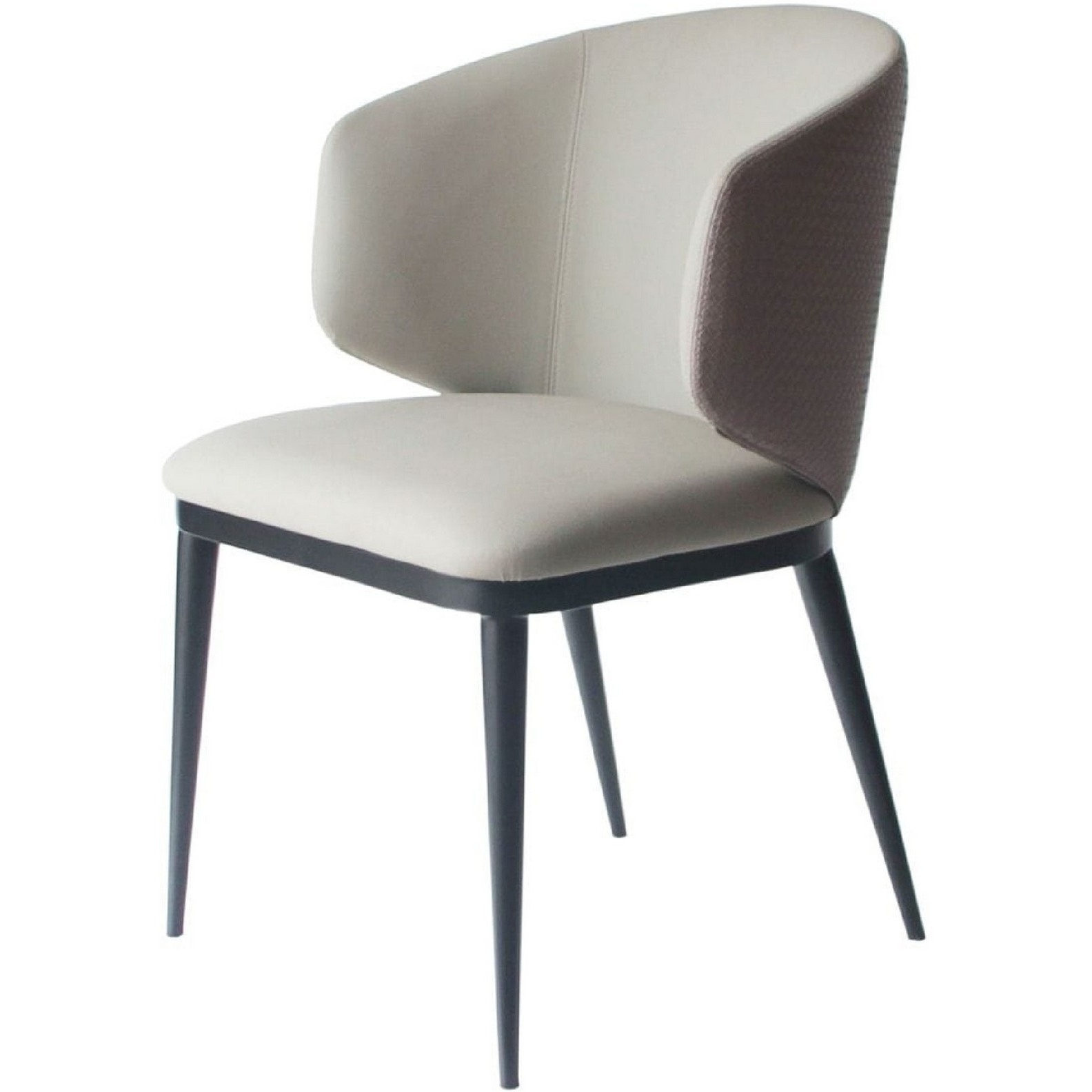 Cid 23 Inch Dining Armchair, Curved Padded Back, Vegan Faux Leather, Beige