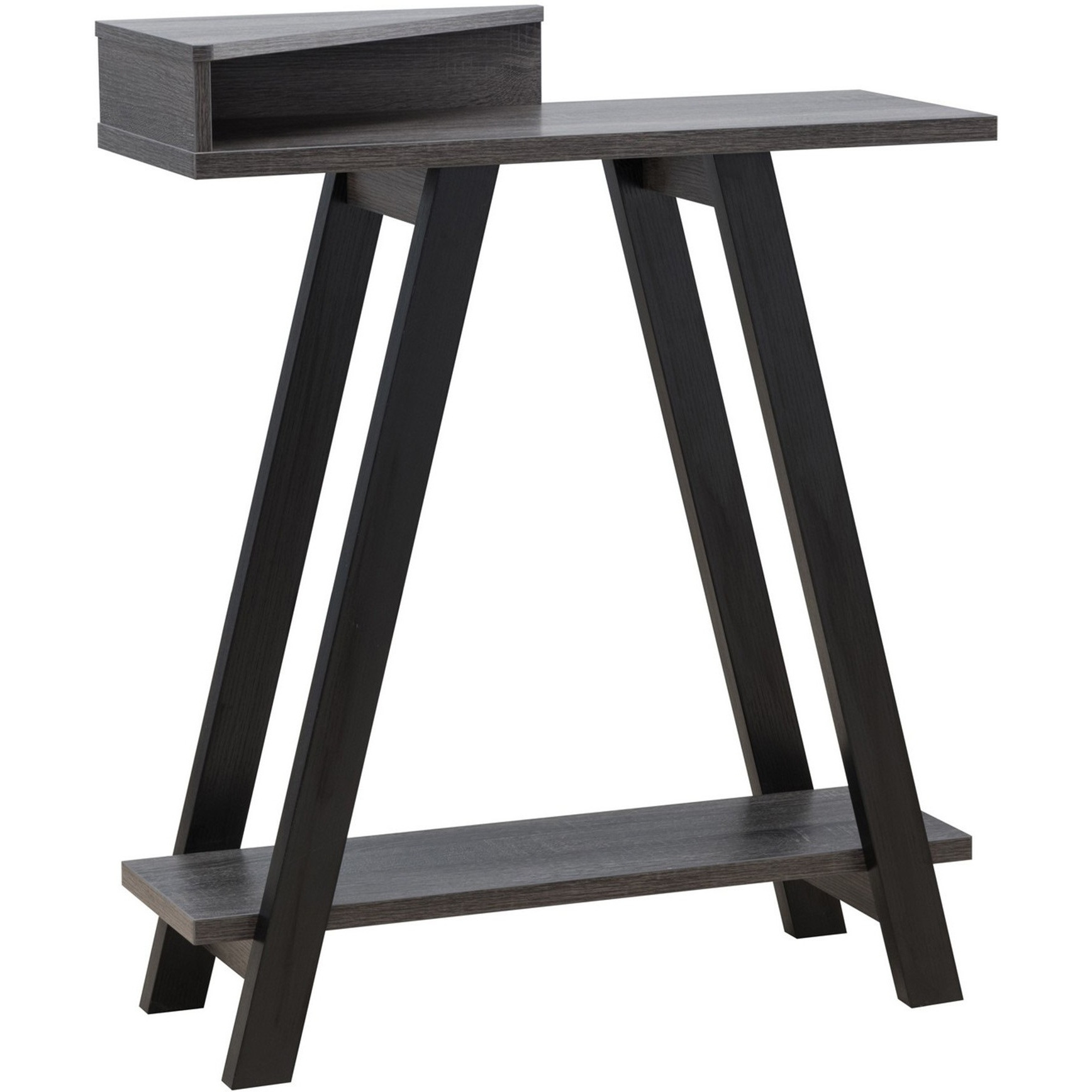 Baki 38 Inch Modern Wood Side Console Table, Corner Compartment, Black