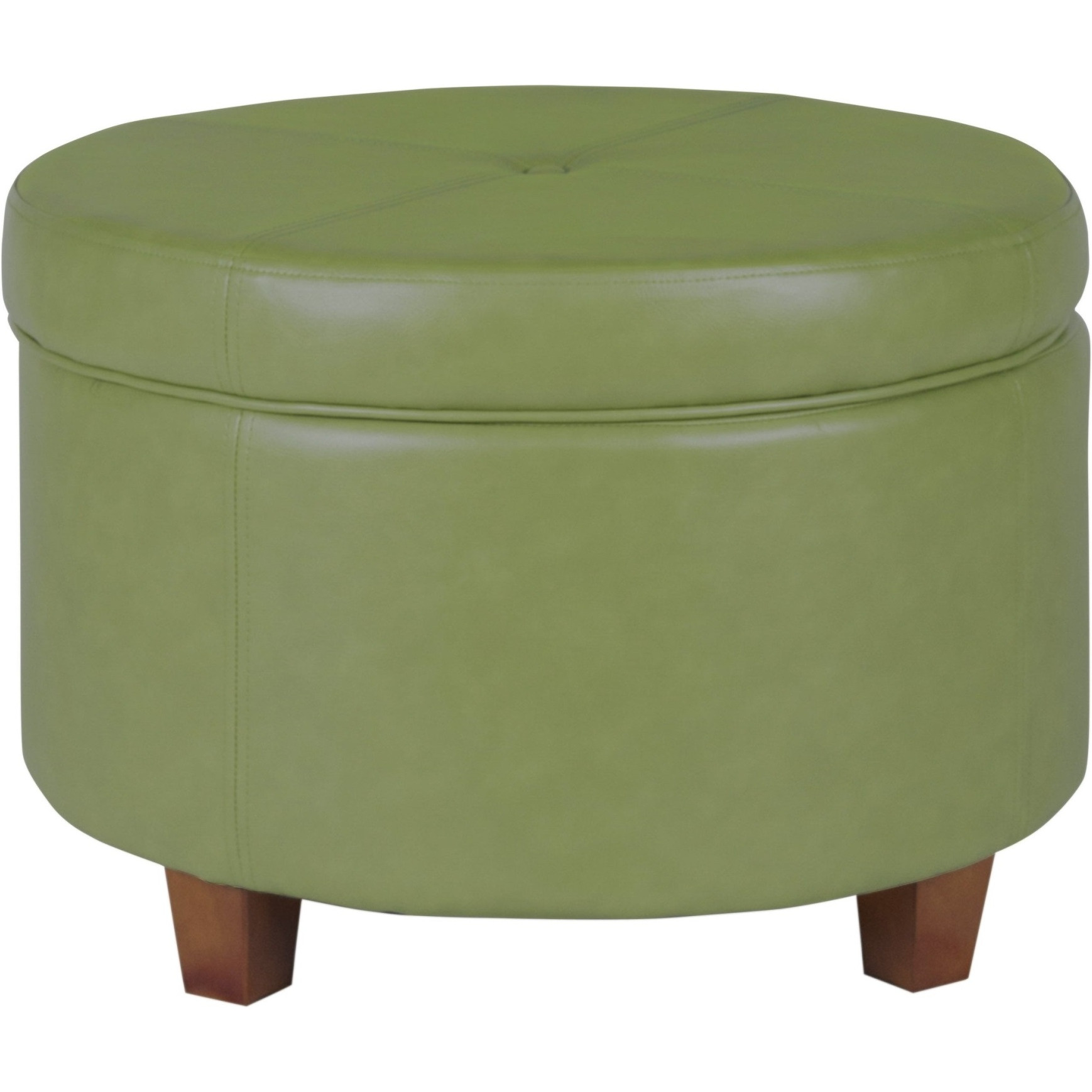 Leatherette Upholstered Wooden Ottoman with Single Button Tufted Lift Top Storage, Green, Large