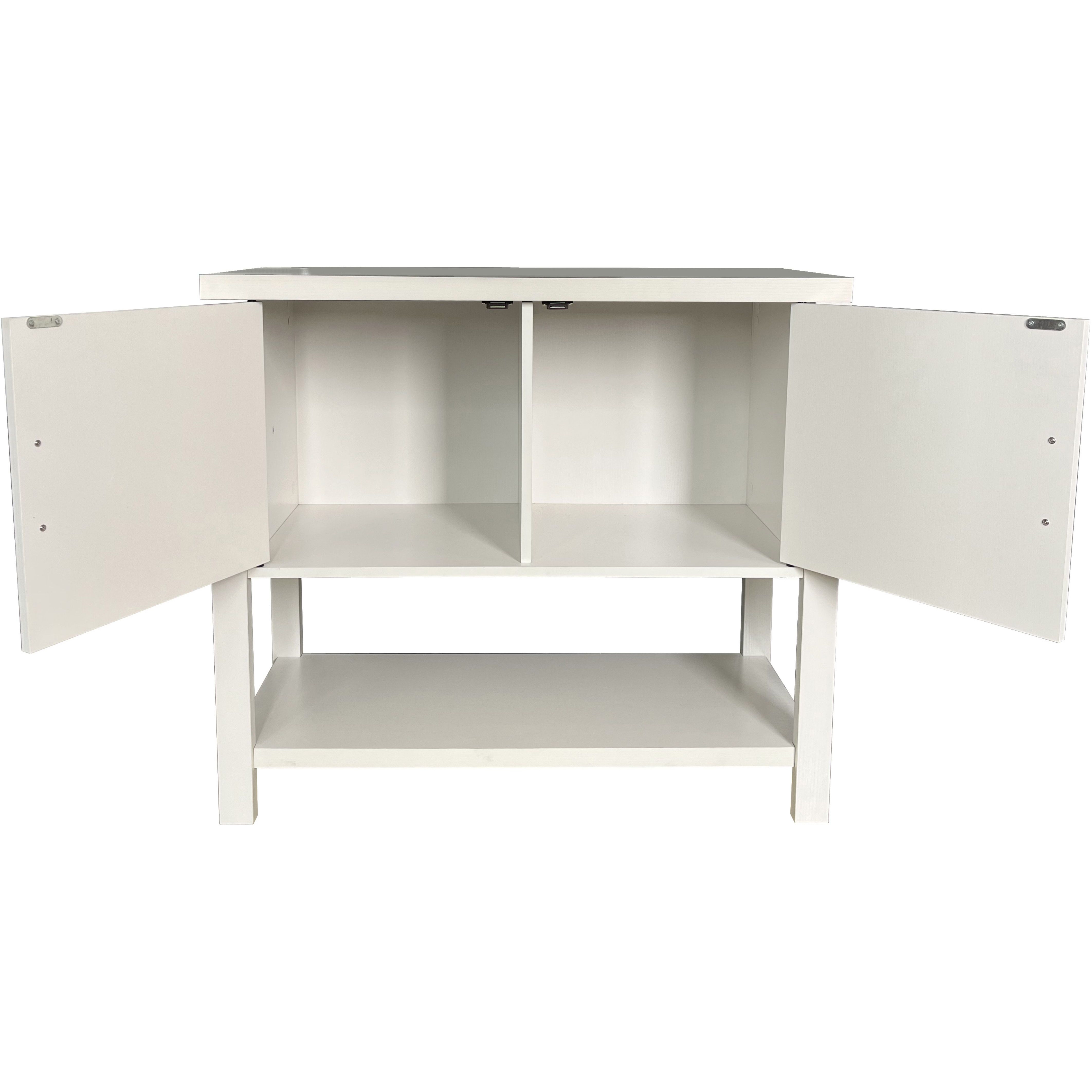 Duquette 2-Door Modern Storage Console Table, White Wood