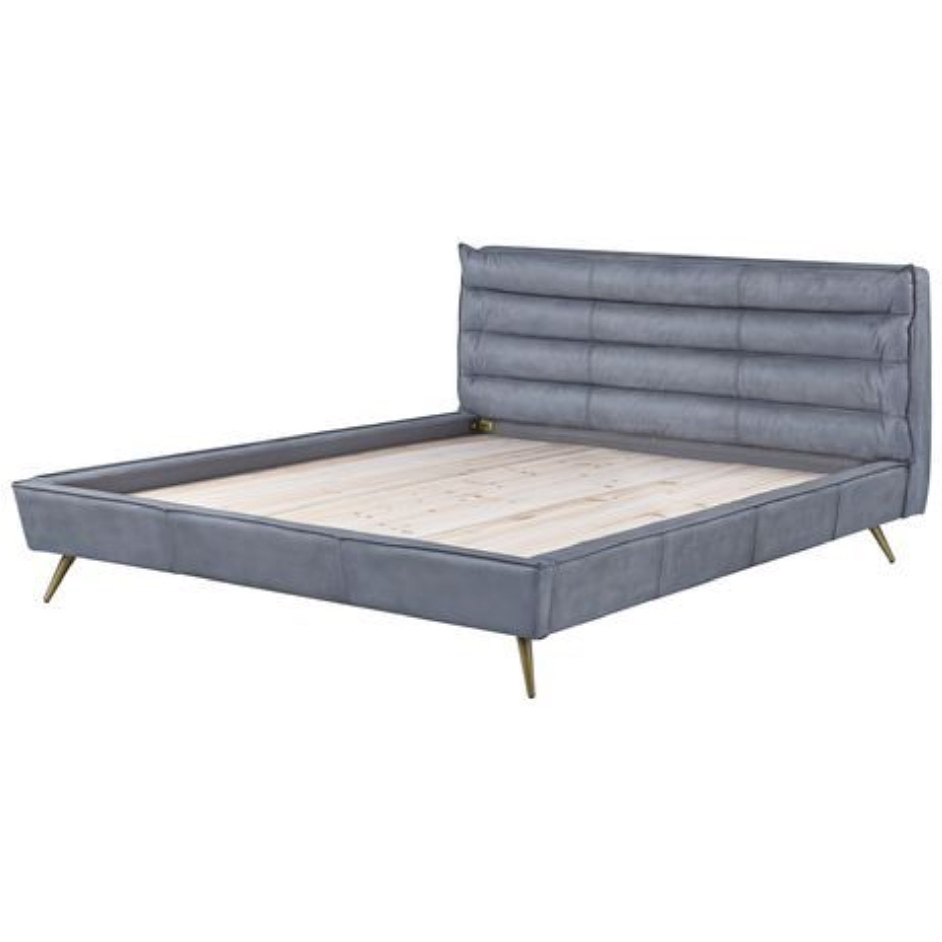 BD00563Q Queen Bed - Gray Top Grain Leather, Doris (1Set/3Ctn)