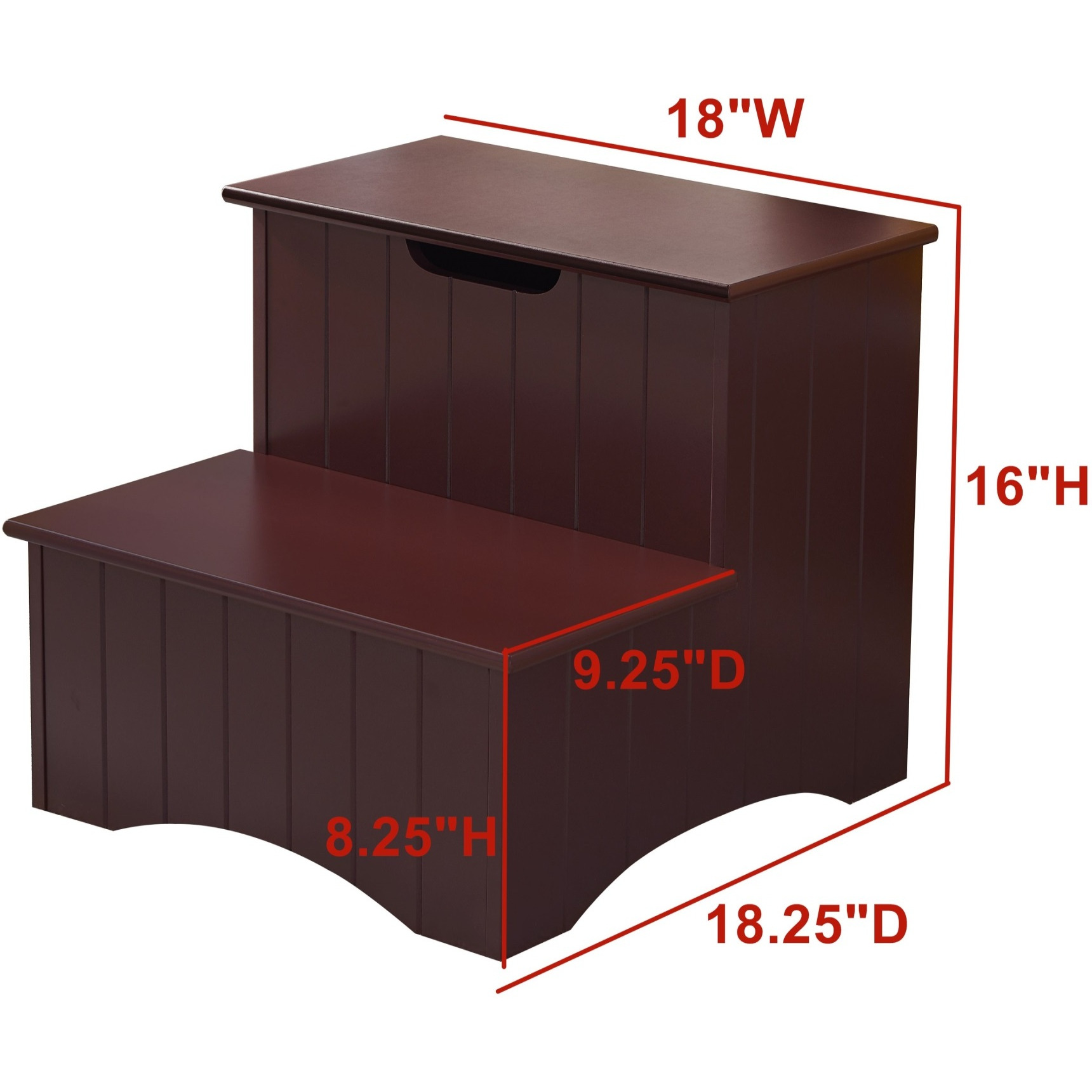 ElginContemporary Wooden Bedroom Step Stoolwith Storage, Walnut