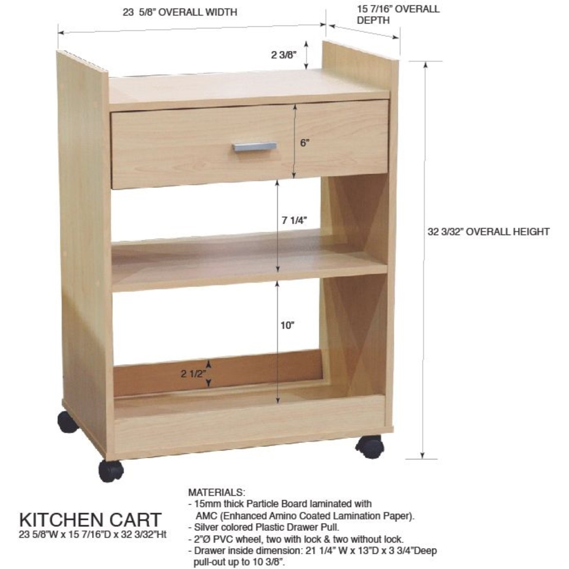 Centennial Wheeled Kitchen Island Microwave Serving Cart with Storage, Oak Black Wood