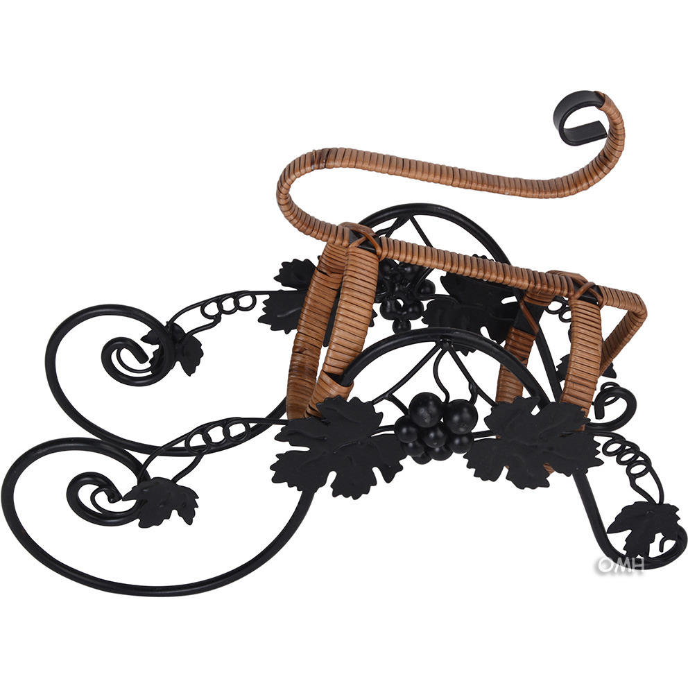 On the Vine Embellished Metal Carriage Wine Holder