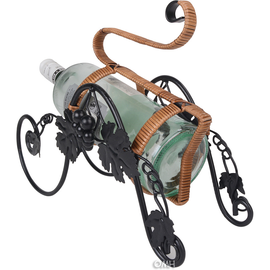 On the Vine Embellished Metal Carriage Wine Holder
