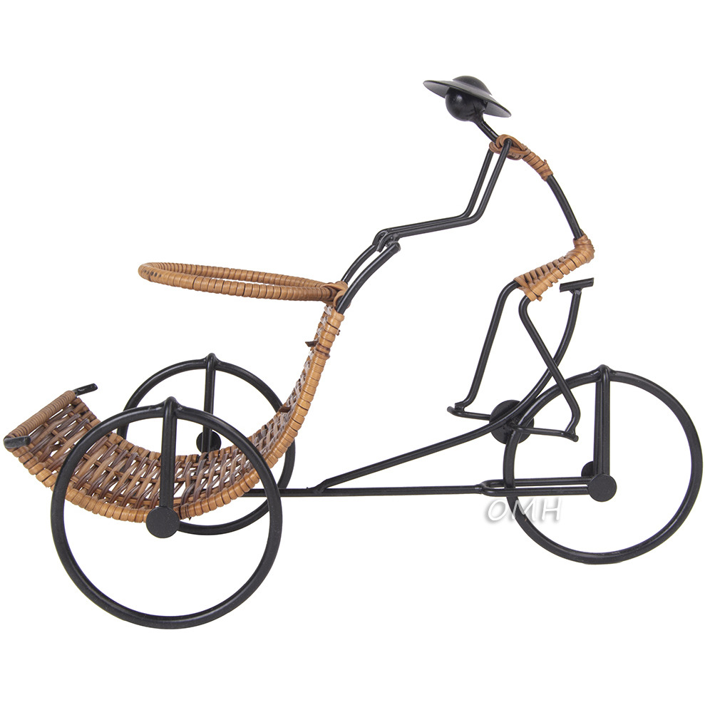 Asian Style Rickshaw Cyclist Wine Holder
