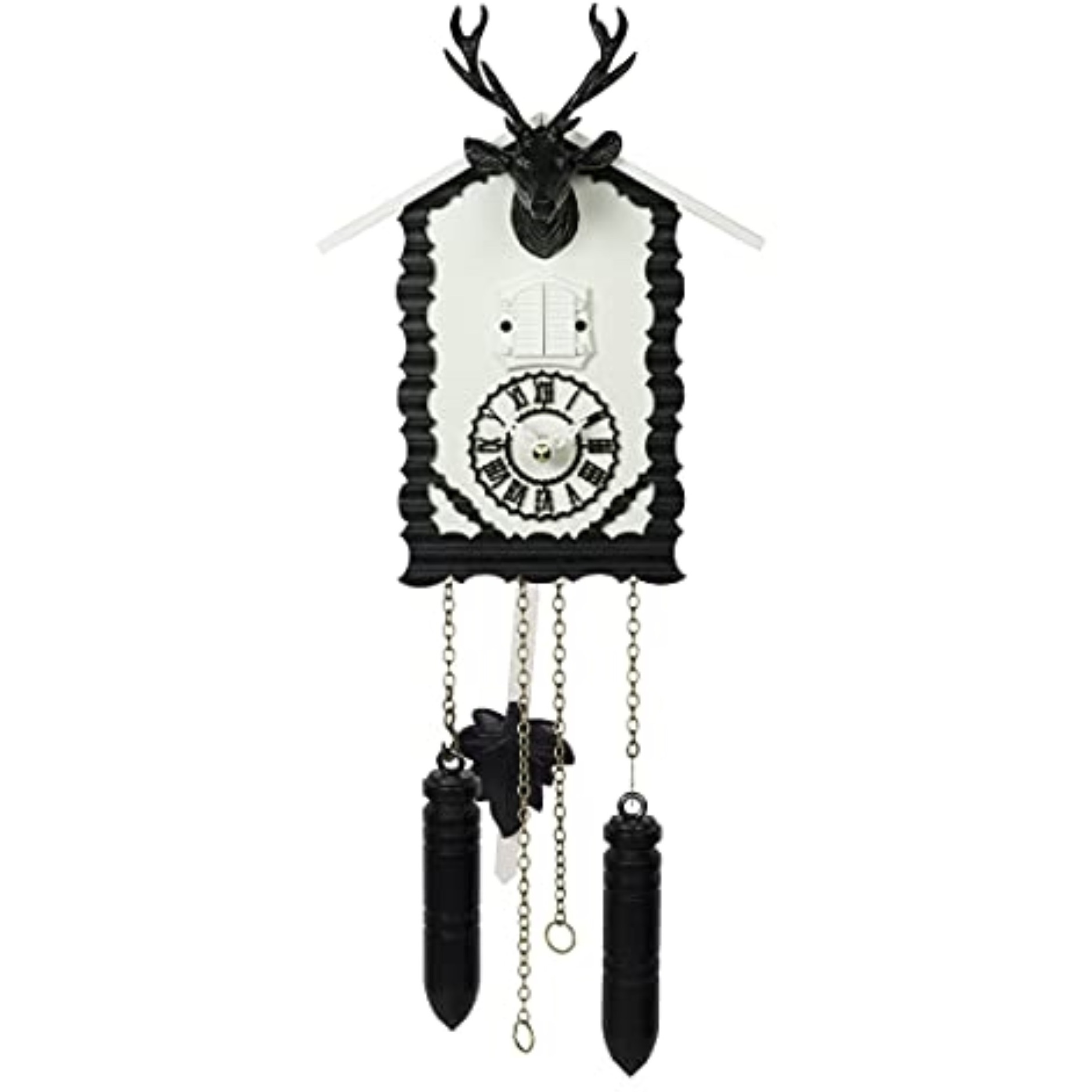 ELSIE, Black and White Cuckoo Clock with melodies and cuckoo call.