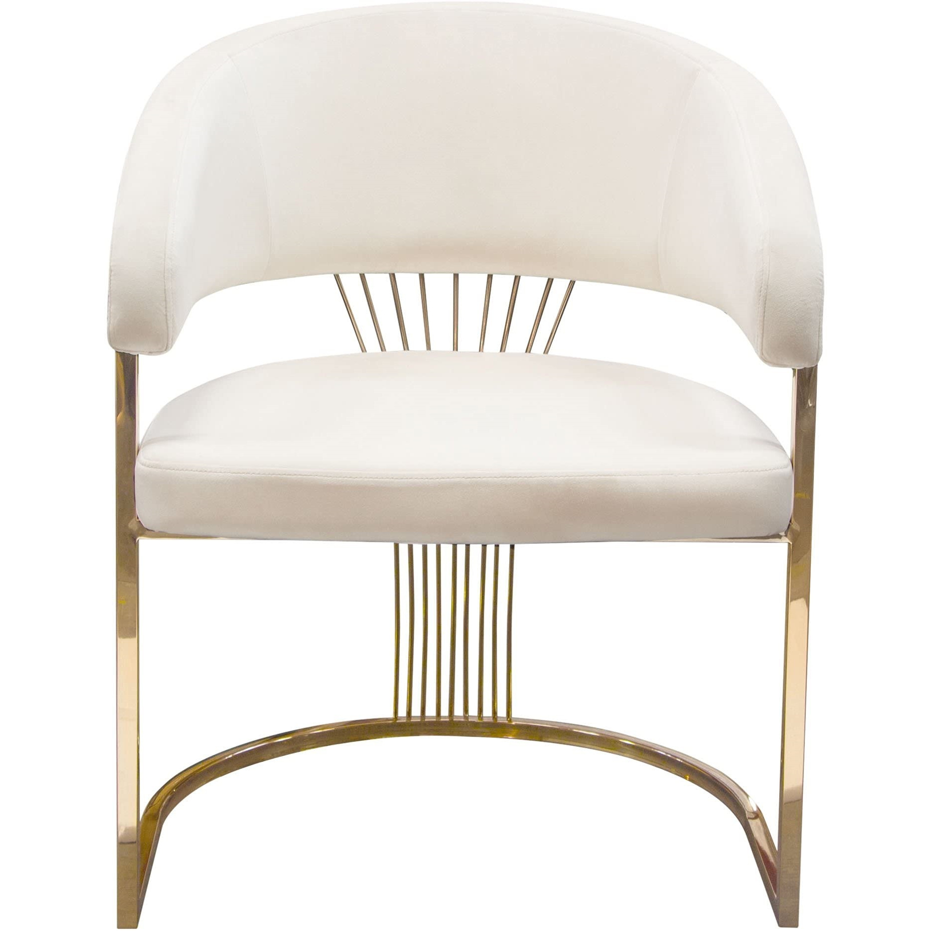 Solstice Dining Chair in Cream Velvet w/ Polished Gold Metal Frame by Diamond Sofa