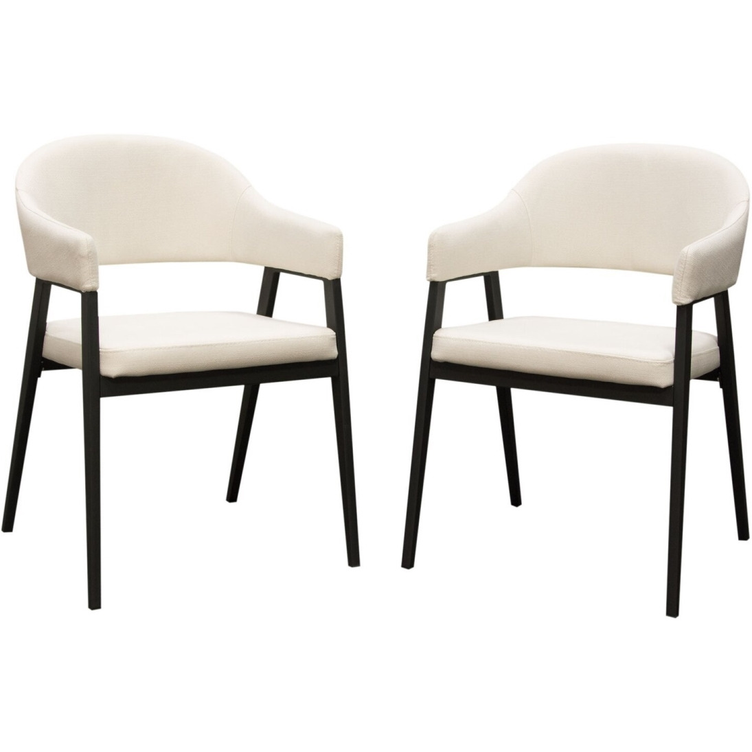 Adele Set of Two Dining/Accent Chairs in Cream Fabric w/ Black Powder Coated Metal Frame by Diamond Sofa