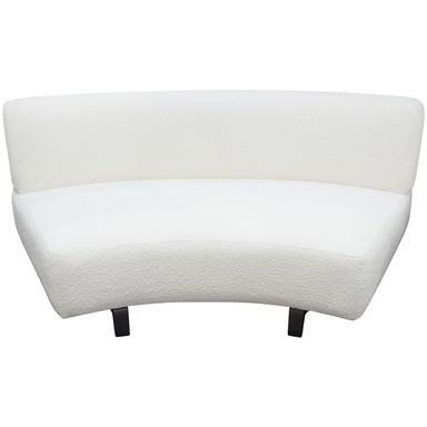 Vesper Curved Armless Sofa in Faux White Shearling w/ Black Wood Leg Base by Diamond Sofa