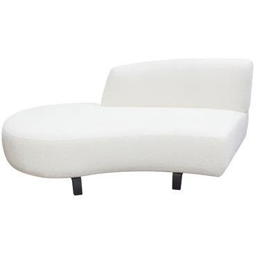 Vesper Curved Armless Left Chaise in Faux White Shearling w/ Black Wood Leg Base by Diamond Sofa