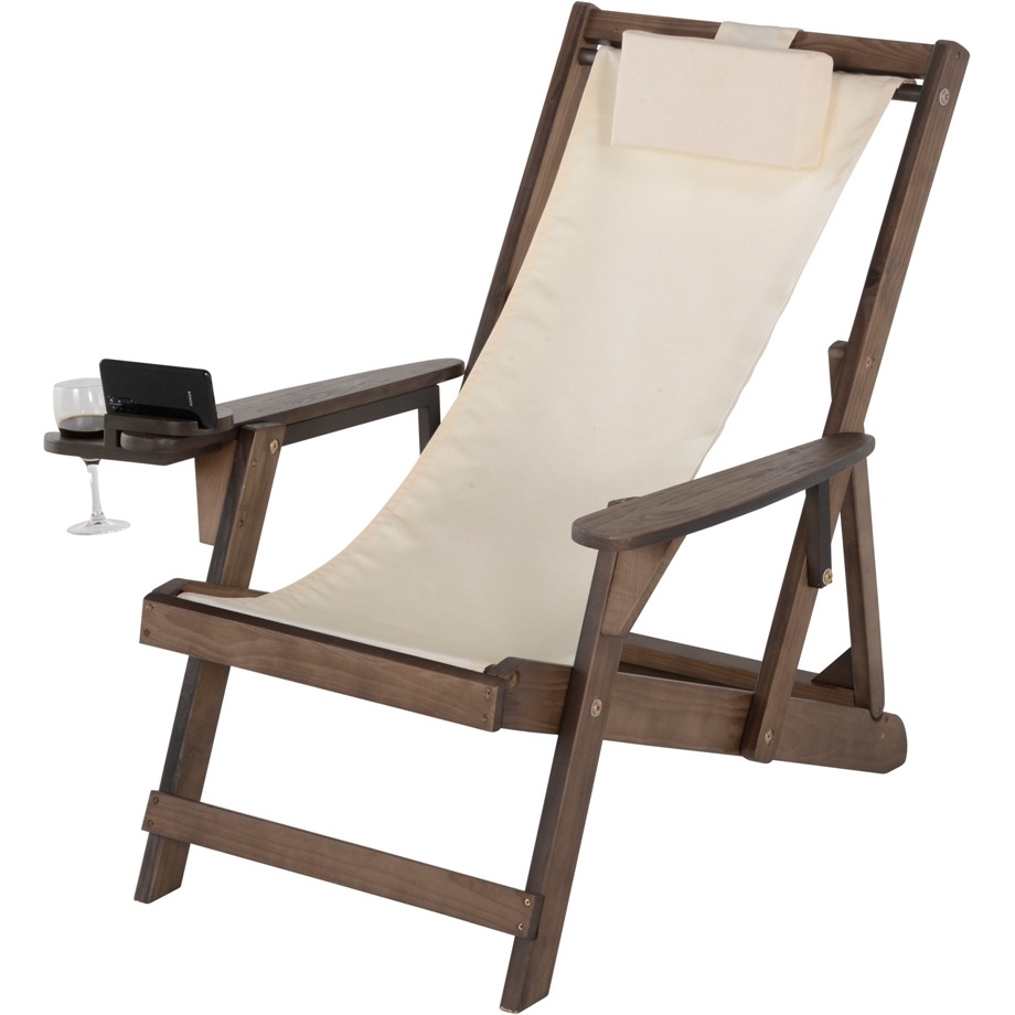 Romantic Collection Canvas Sling Chair with Cup and Wine Holder