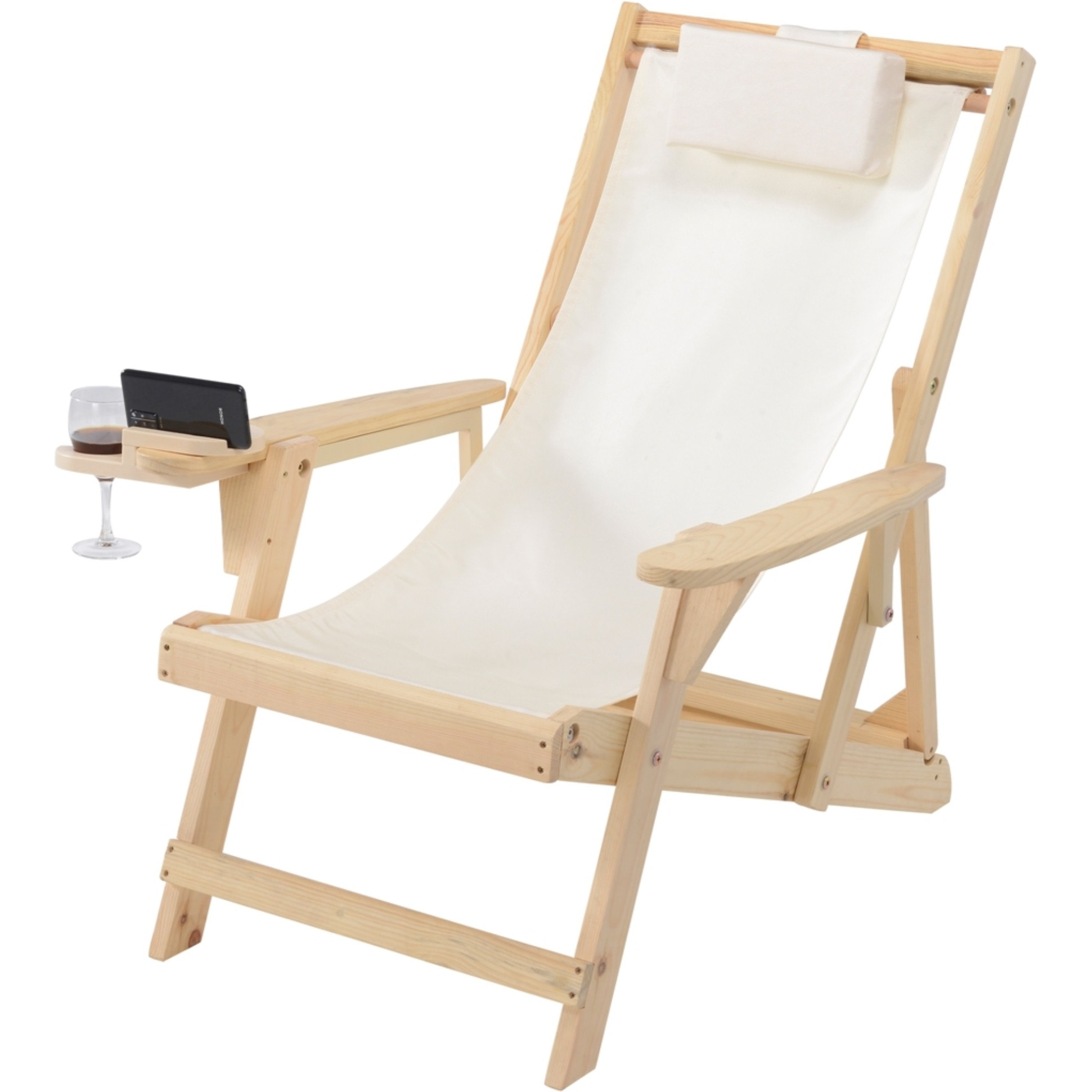 Romantic Collection Canvas Sling Chair with Cup and Wine Holder and Ottoman (Set of 5)