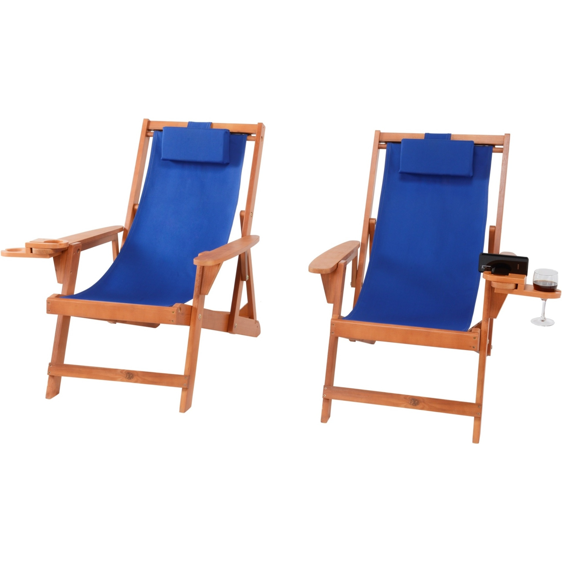 Romantic Collection Canvas Sling Chair with Cup and Wine Holder (Set of 2)