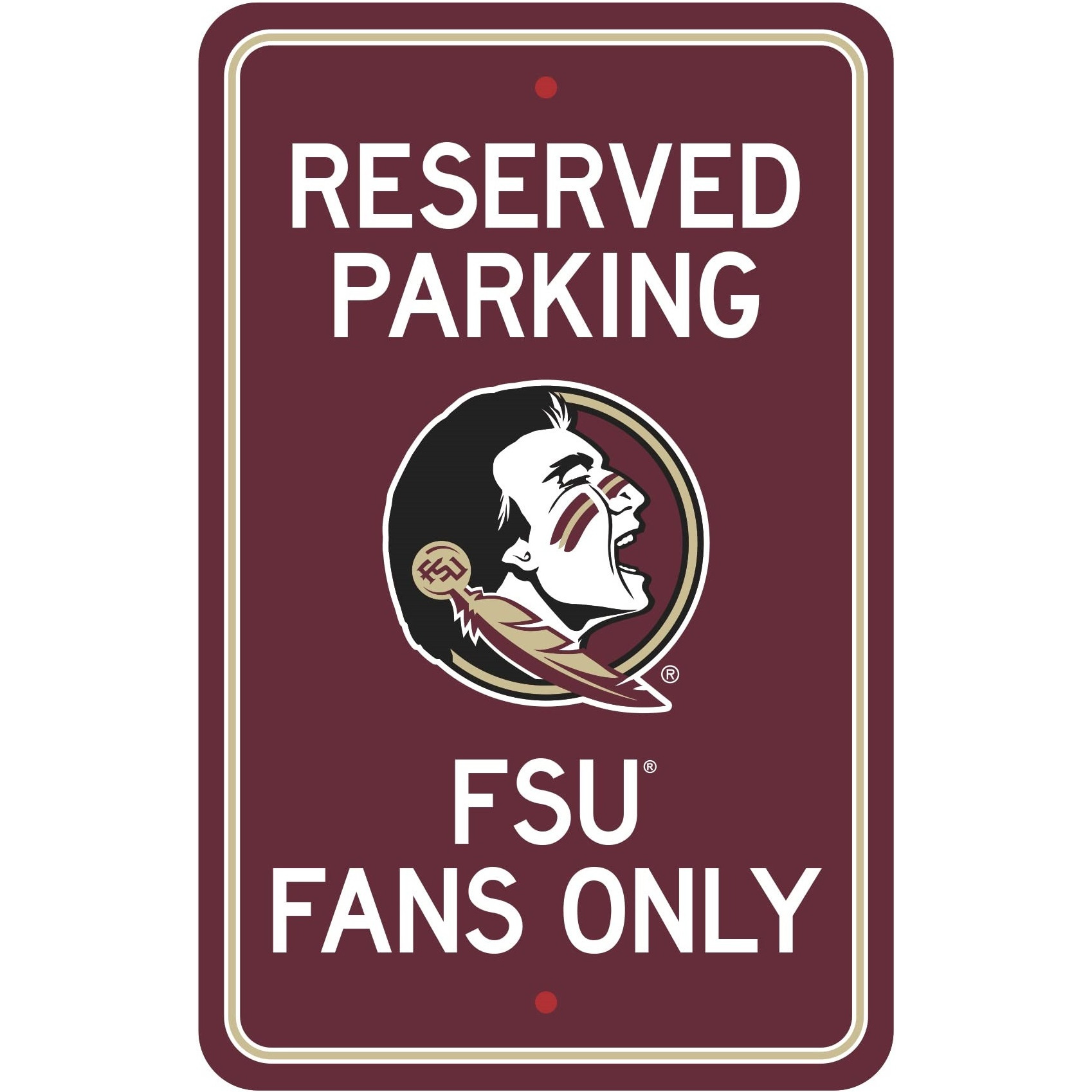 Florida State Seminoles Team Color Reserved Parking Sign Dcor 18in. X 11.5in. Lightweight