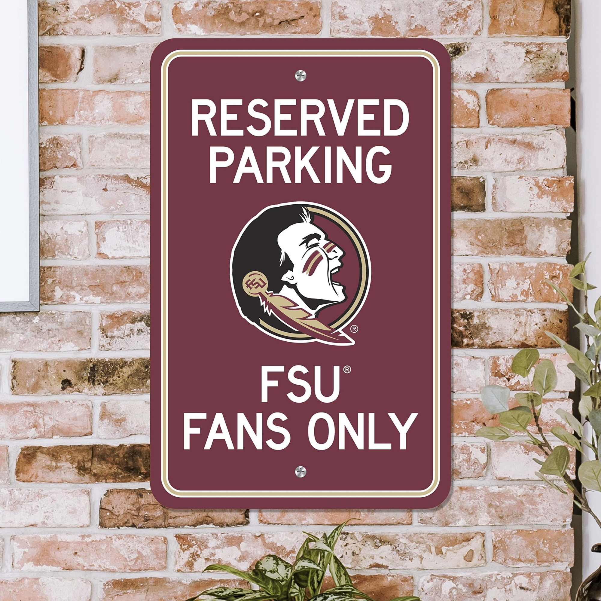 Florida State Seminoles Team Color Reserved Parking Sign Dcor 18in. X 11.5in. Lightweight