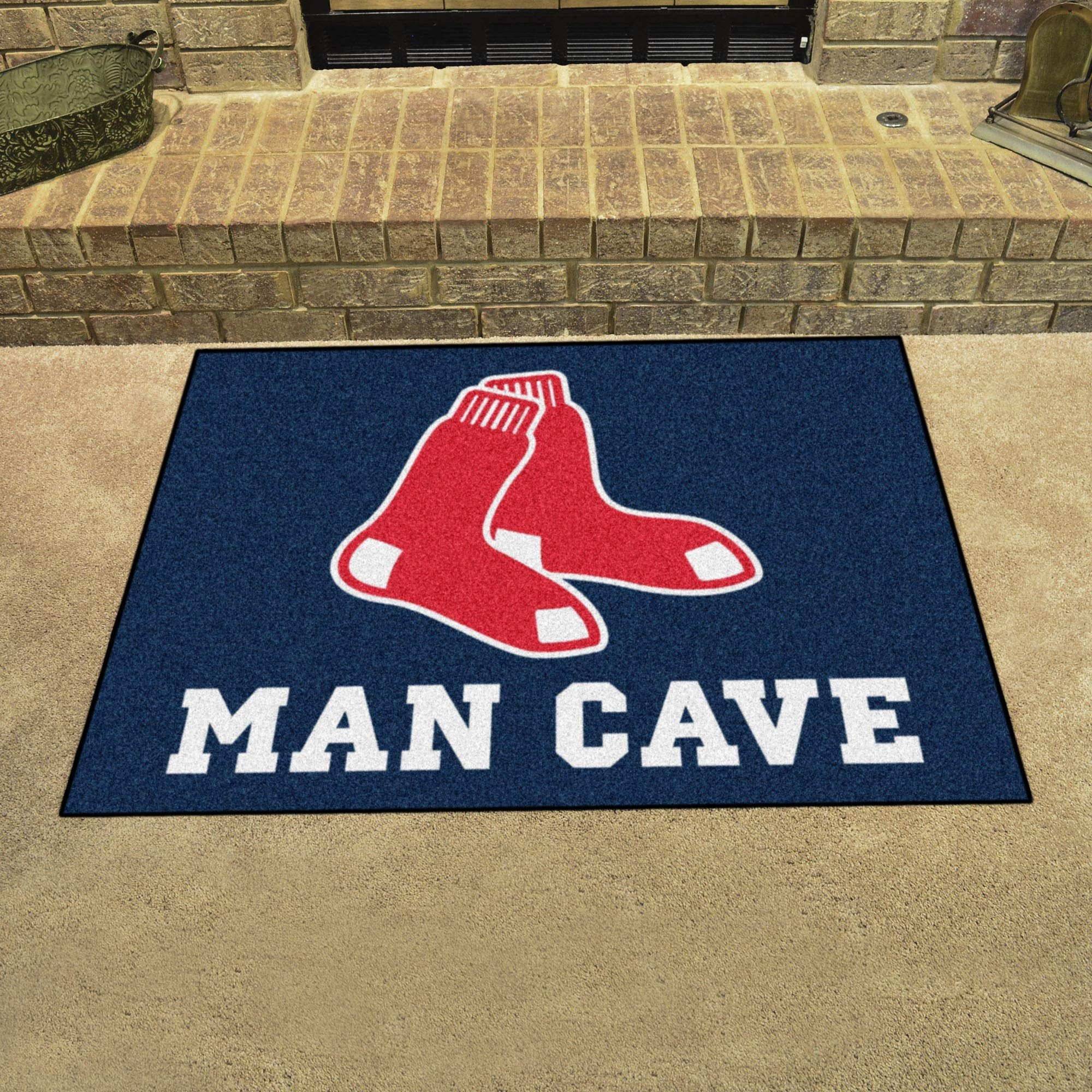 Boston Red Sox Man Cave All-Star Rug - 34 in. x 42.5 in. - Socks Primary Logo