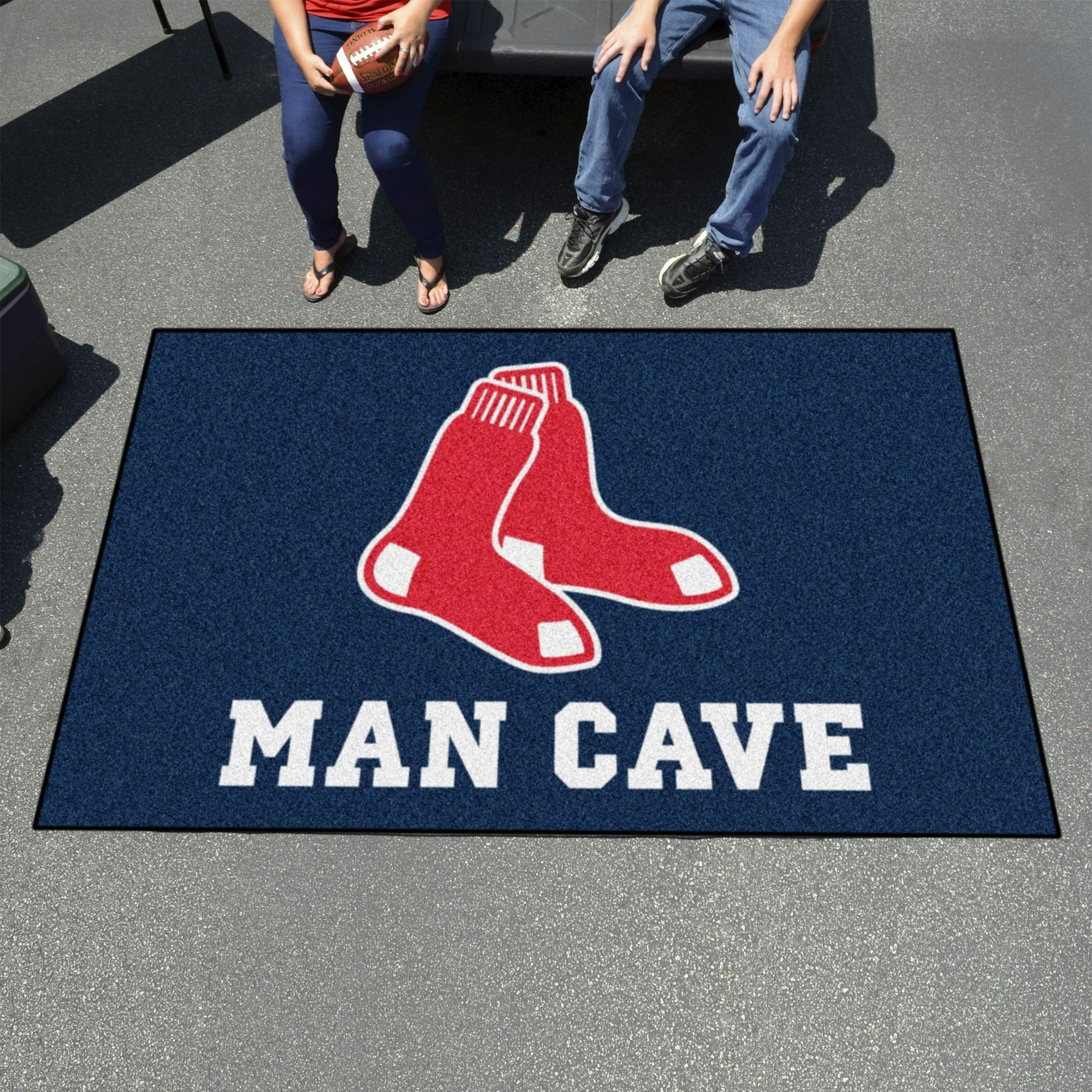 Boston Red Sox Man Cave Ulti-Mat Rug - 5ft. x 8ft. - Socks Primary Logo
