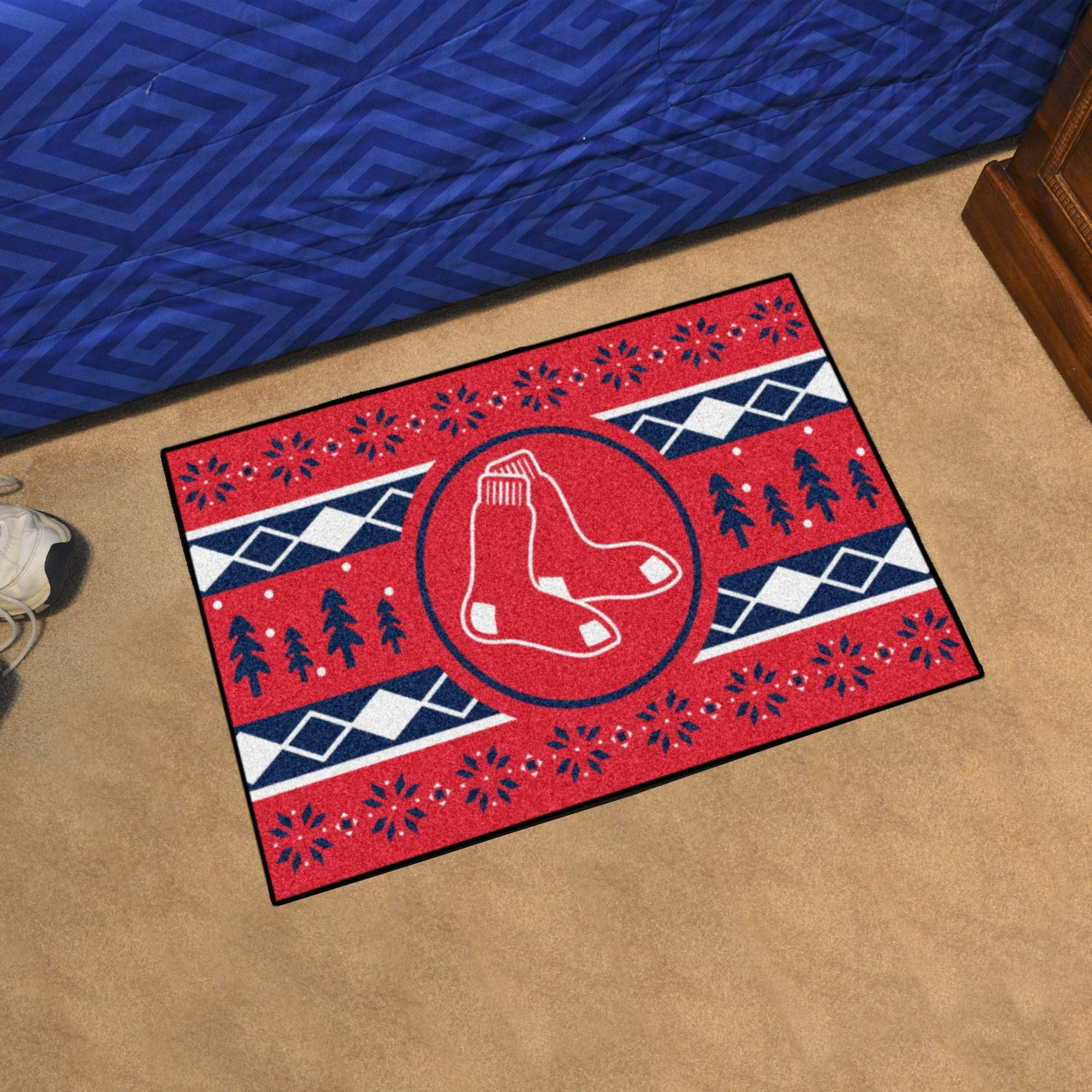 Boston Red Sox Holiday Sweater Starter Mat Accent Rug - 19in. x 30in. - Socks Logo