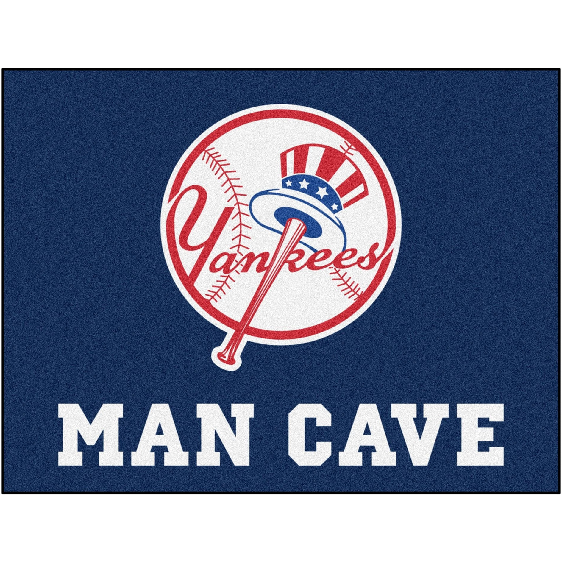 New York Yankees Man Cave All-Star Rug - 34 in. x 42.5 in. - Circular Yankees Primary Logo