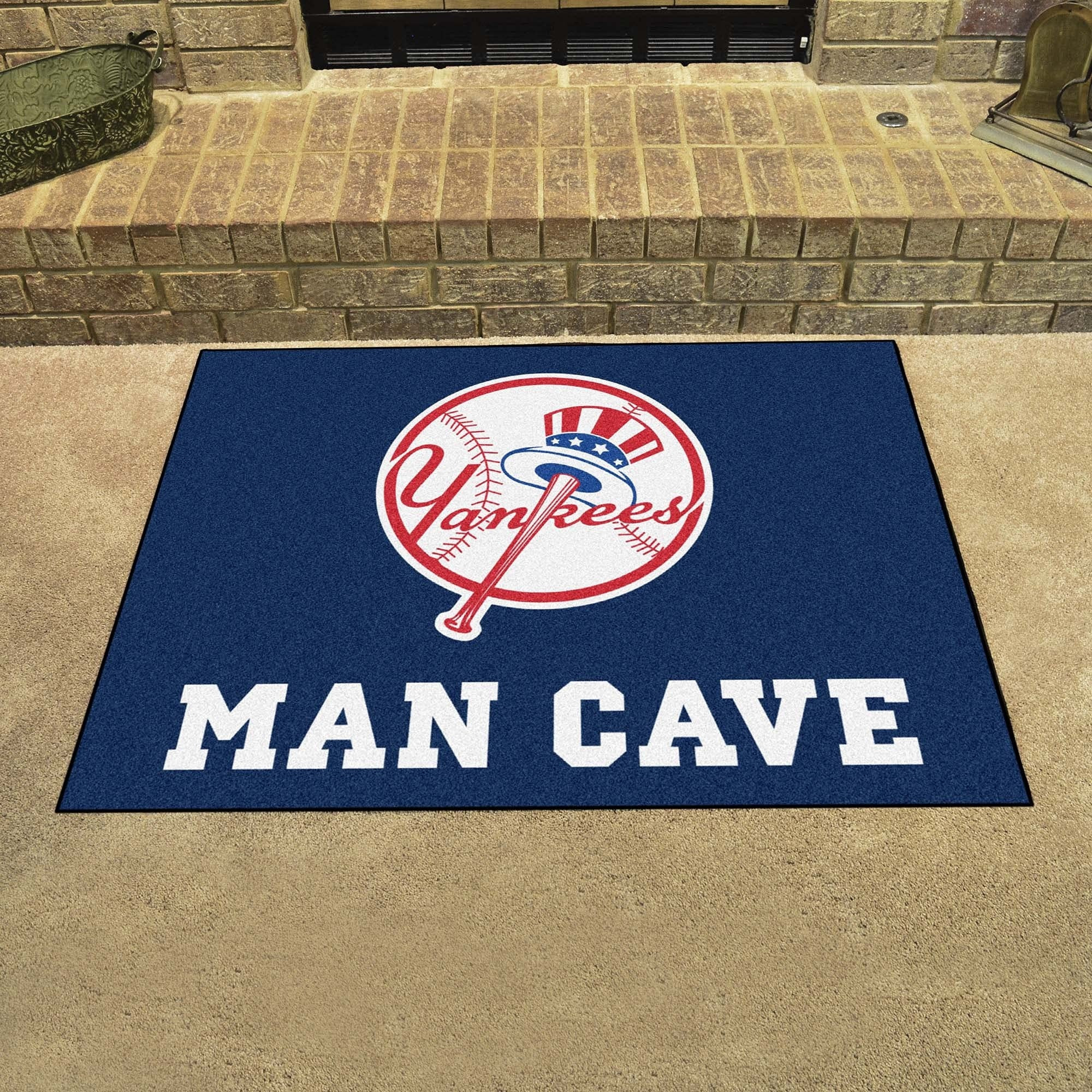 New York Yankees Man Cave All-Star Rug - 34 in. x 42.5 in. - Circular Yankees Primary Logo