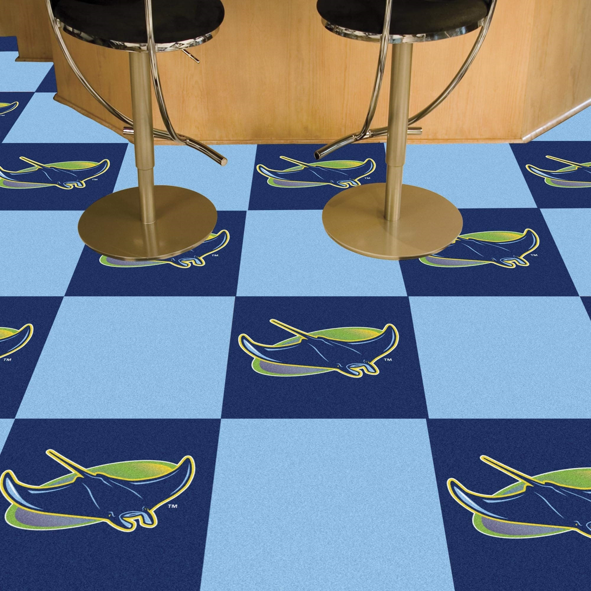 Tampa Bay Rays Team Carpet Tiles - 45 Sq Ft. - Devil Ray Alternate Logo