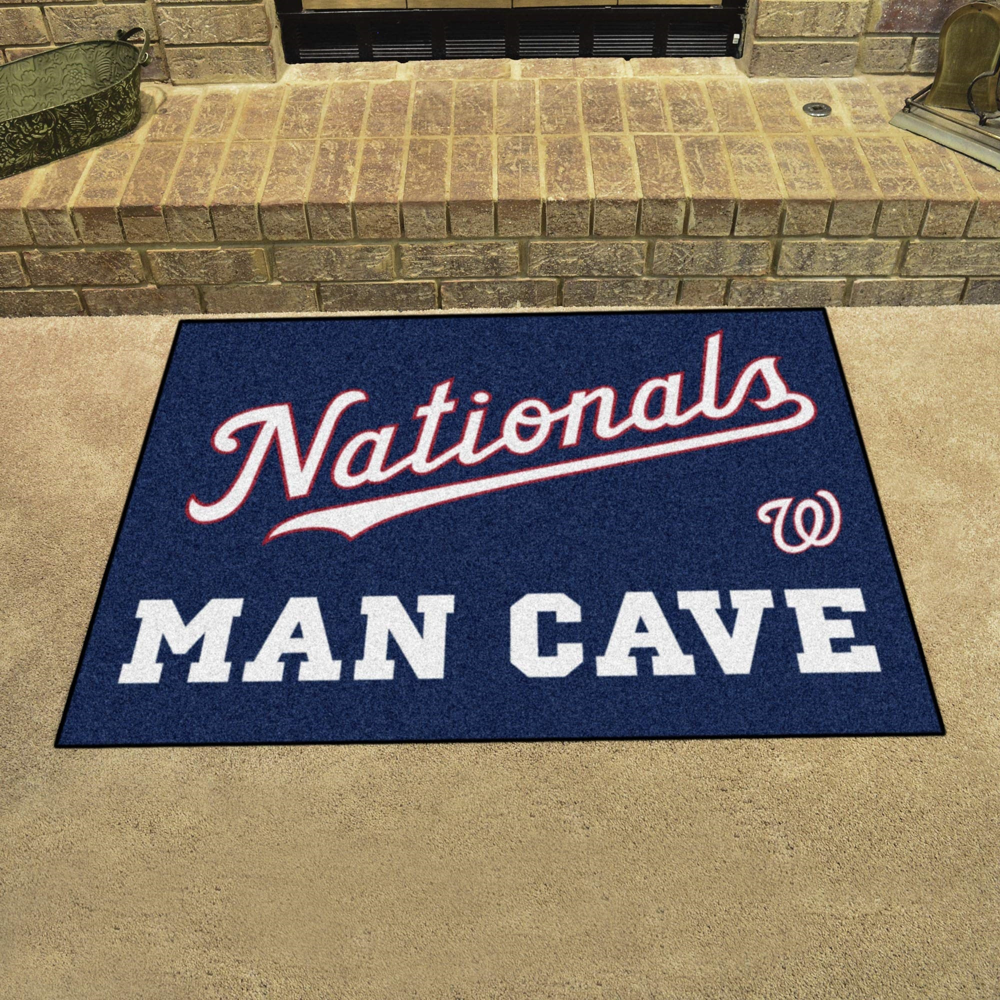 Washington Nationals Man Cave All-Star Rug - 34 in. x 42.5 in. - Nationals Script Alternate Logo