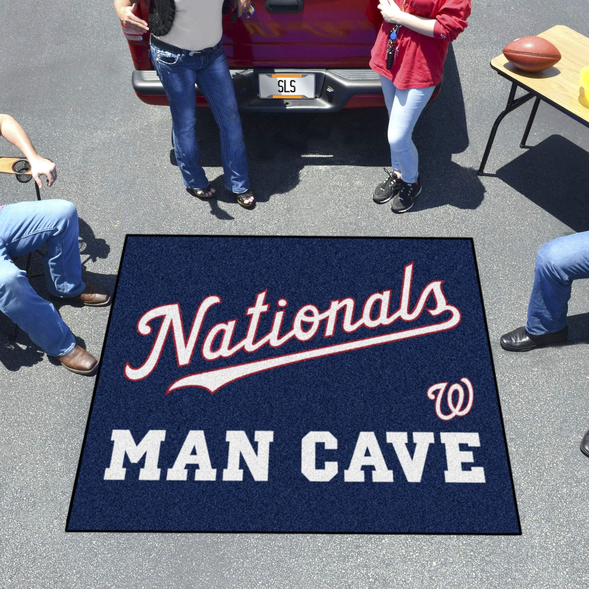 Washington Nationals Man Cave Tailgater Rug - 5ft. x 6ft. - Nationals Script Alternate Logo