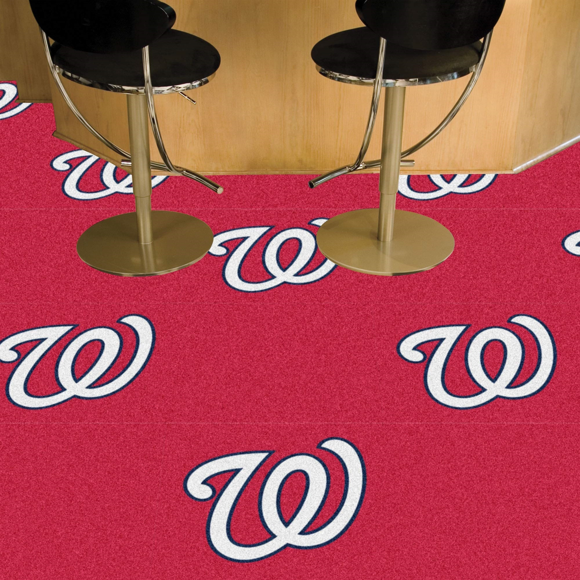 Washington Nationals Team Carpet Tiles - 45 Sq Ft. - Nationals Script Alternate Logo