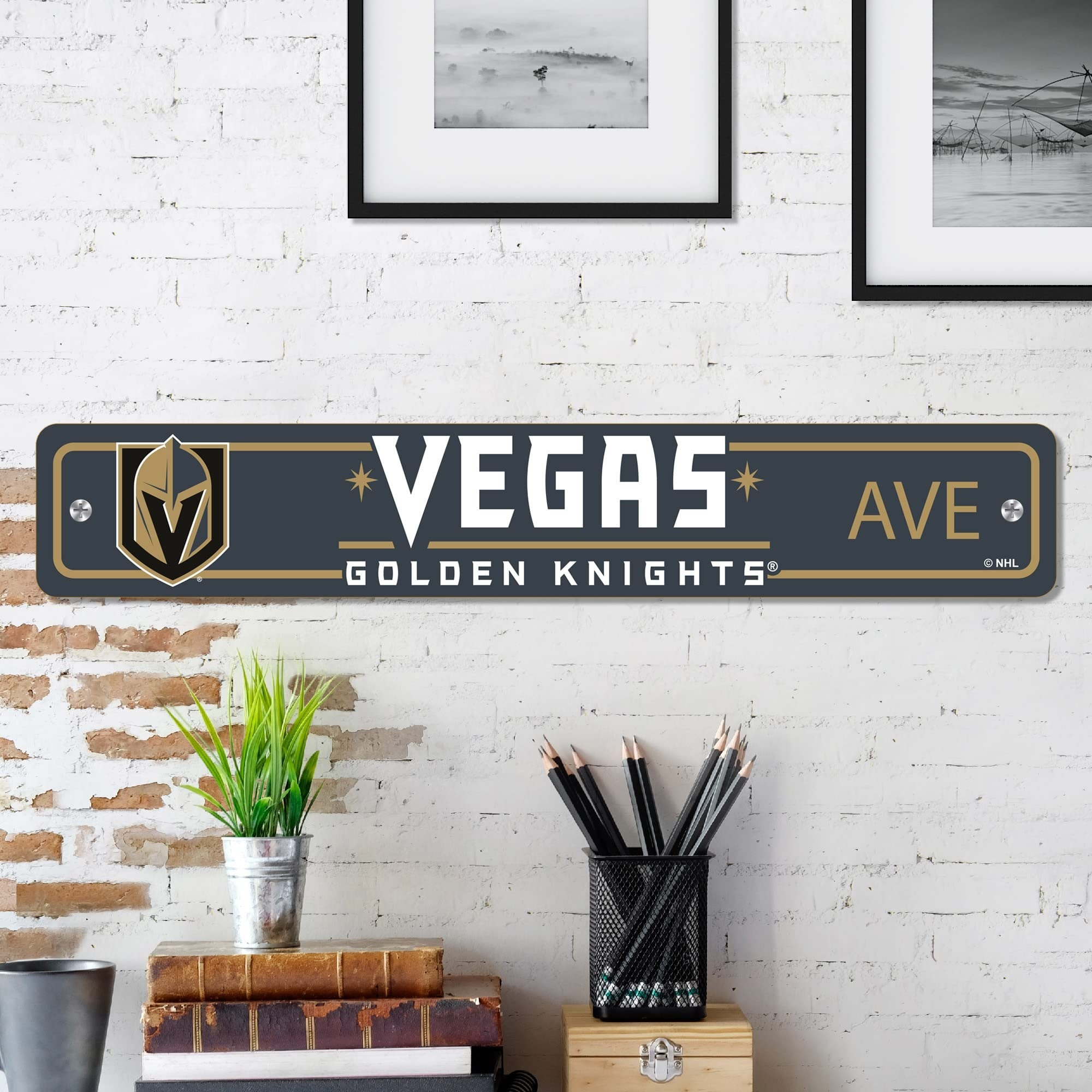 Vegas Golden Knights Team Color Street Sign Dcor 4in. X 24in. Lightweight
