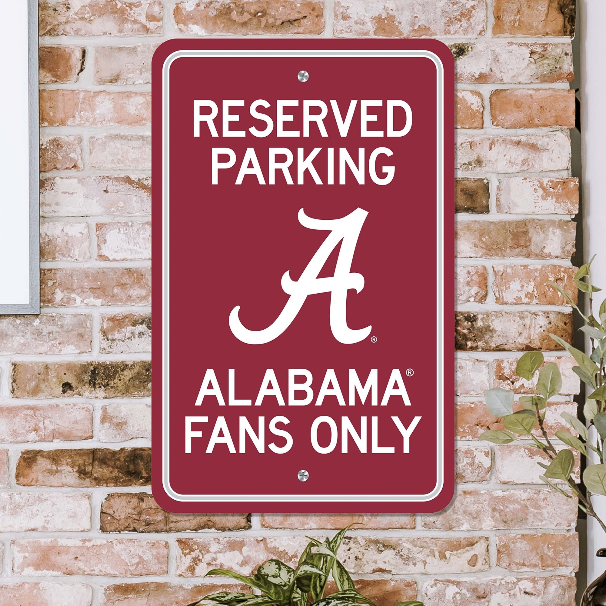 Alabama Crimson Tide Team Color Reserved Parking Sign Dcor 18in. X 11.5in. Lightweight
