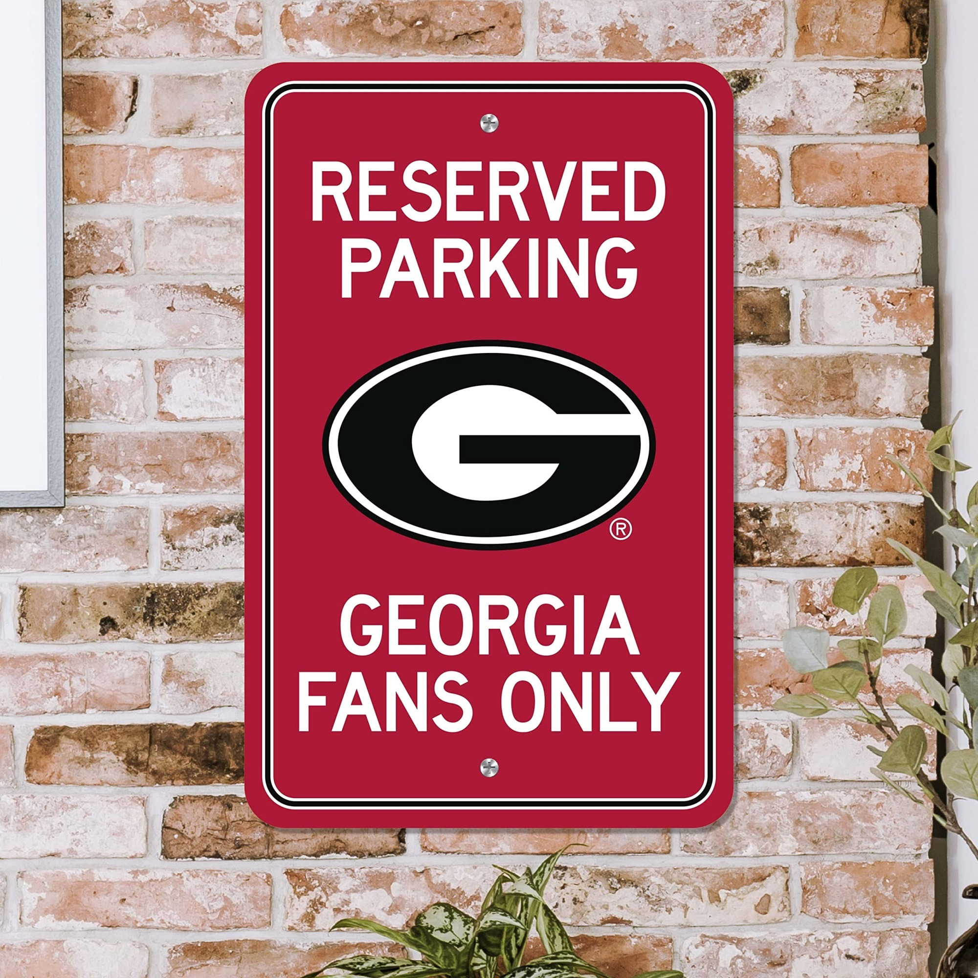 Georgia Bulldogs Team Color Reserved Parking Sign Dcor 18in. X 11.5in. Lightweight