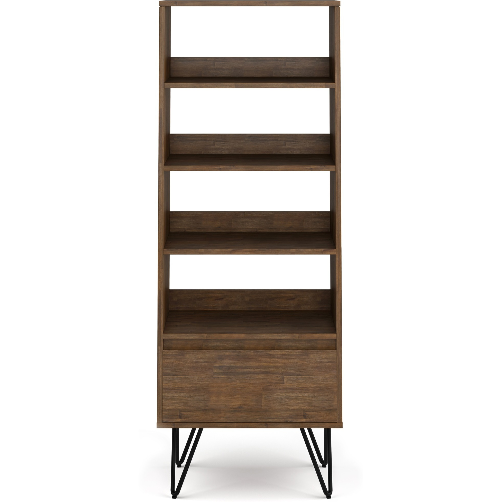 Chase SOLID ACACIA WOOD Tall Bookcase in Rustic Natural Aged Brown
