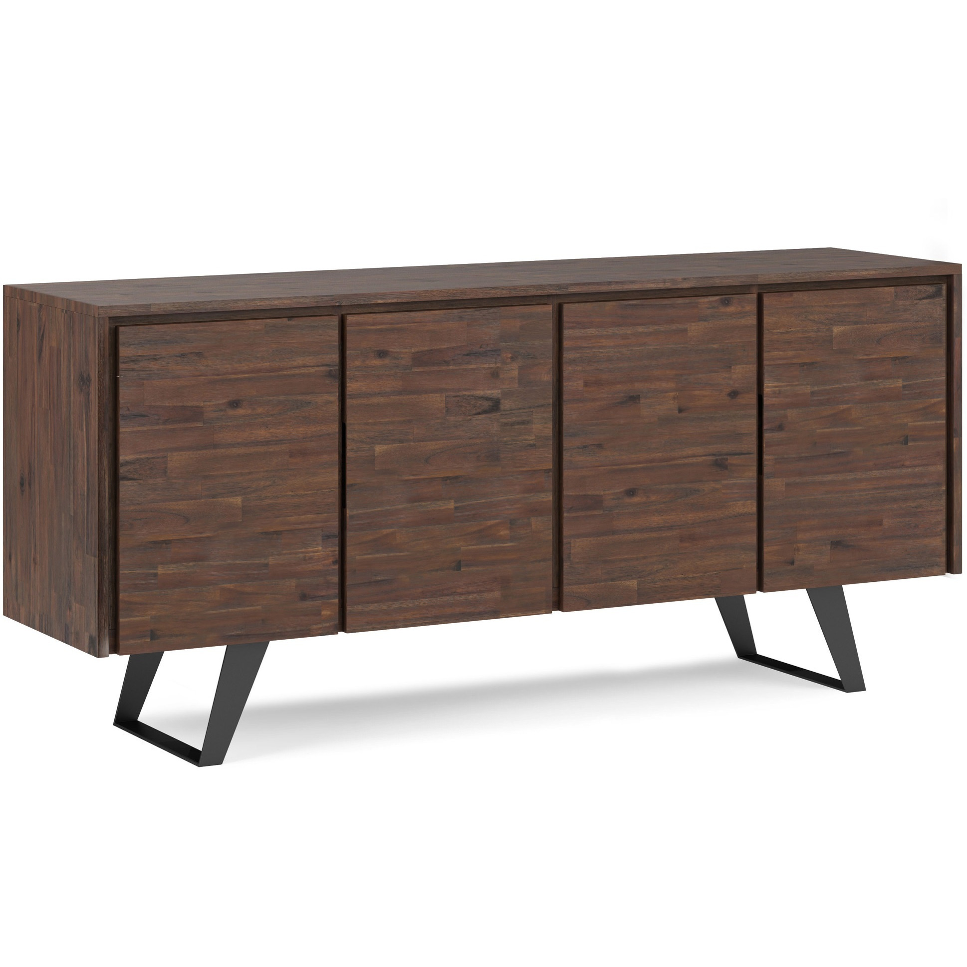Lowry Large 4 Door Sideboard Buffet in Distressed Charcoal Brown