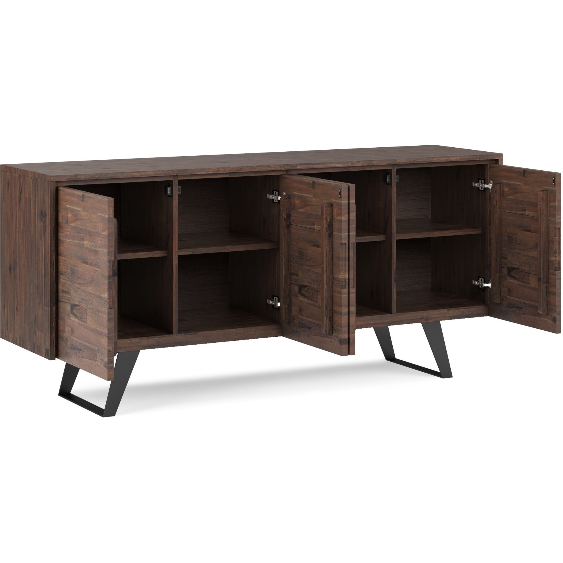 Lowry Large 4 Door Sideboard Buffet in Distressed Charcoal Brown