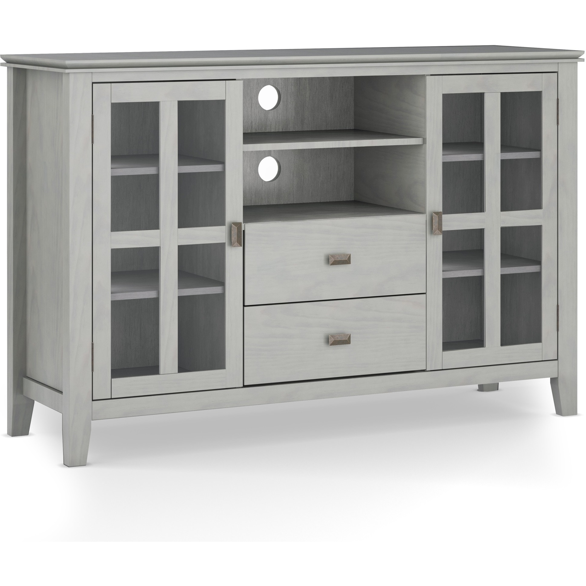 Artisan SOLID WOOD Tall TV Media Stand in Fog Grey For TVs up to 60 inches