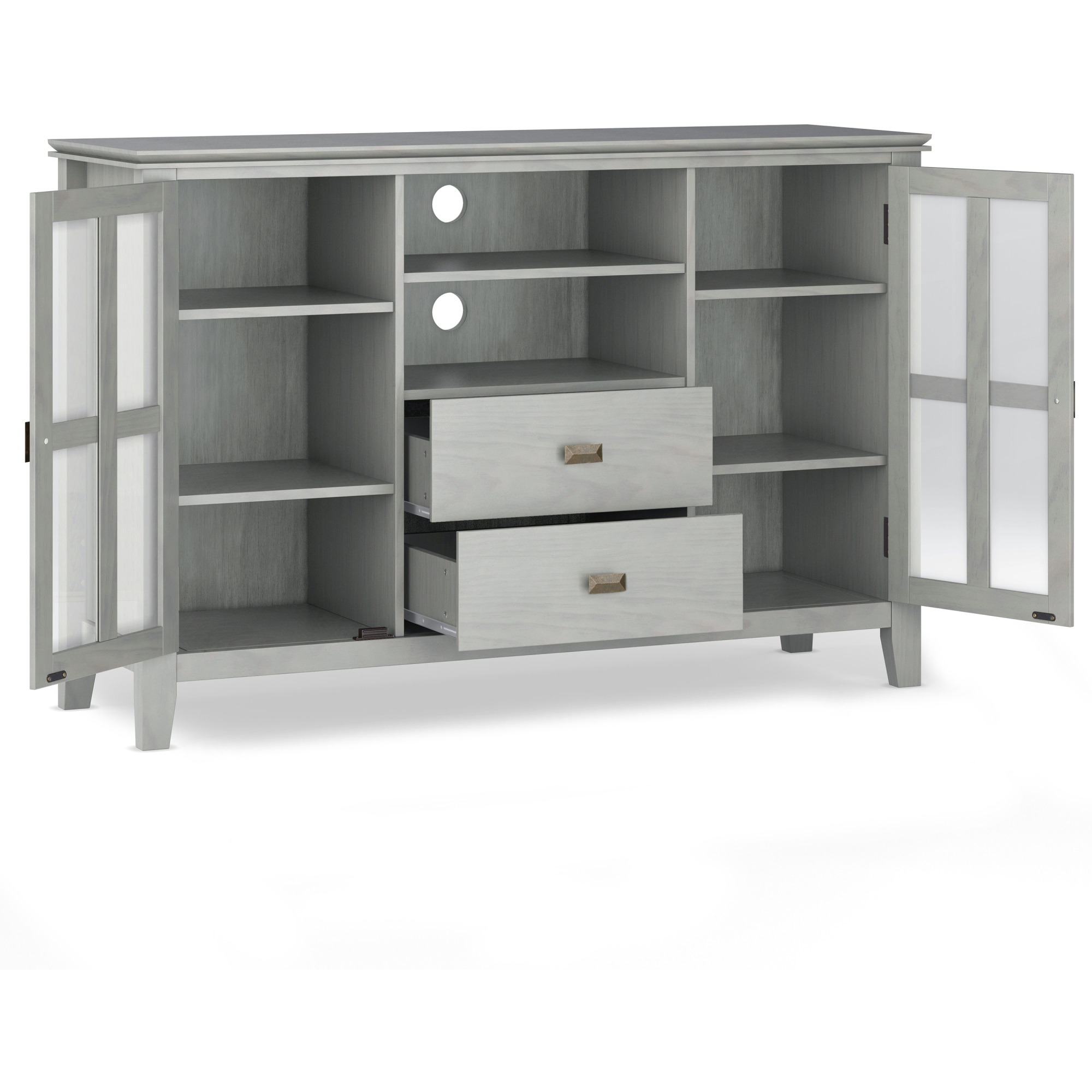 Artisan SOLID WOOD Tall TV Media Stand in Fog Grey For TVs up to 60 inches