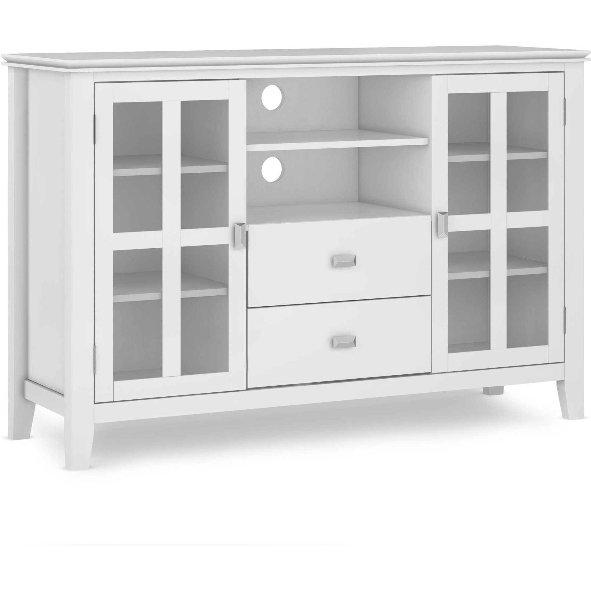 Artisan SOLID WOOD Tall TV Media Stand in White For TVs up to 60 inches