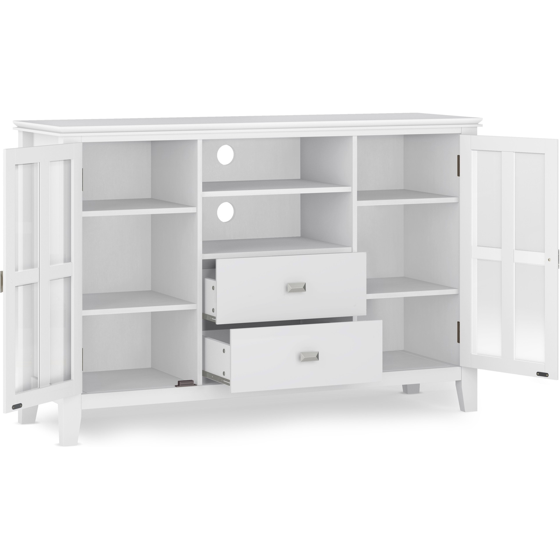 Artisan SOLID WOOD Tall TV Media Stand in White For TVs up to 60 inches