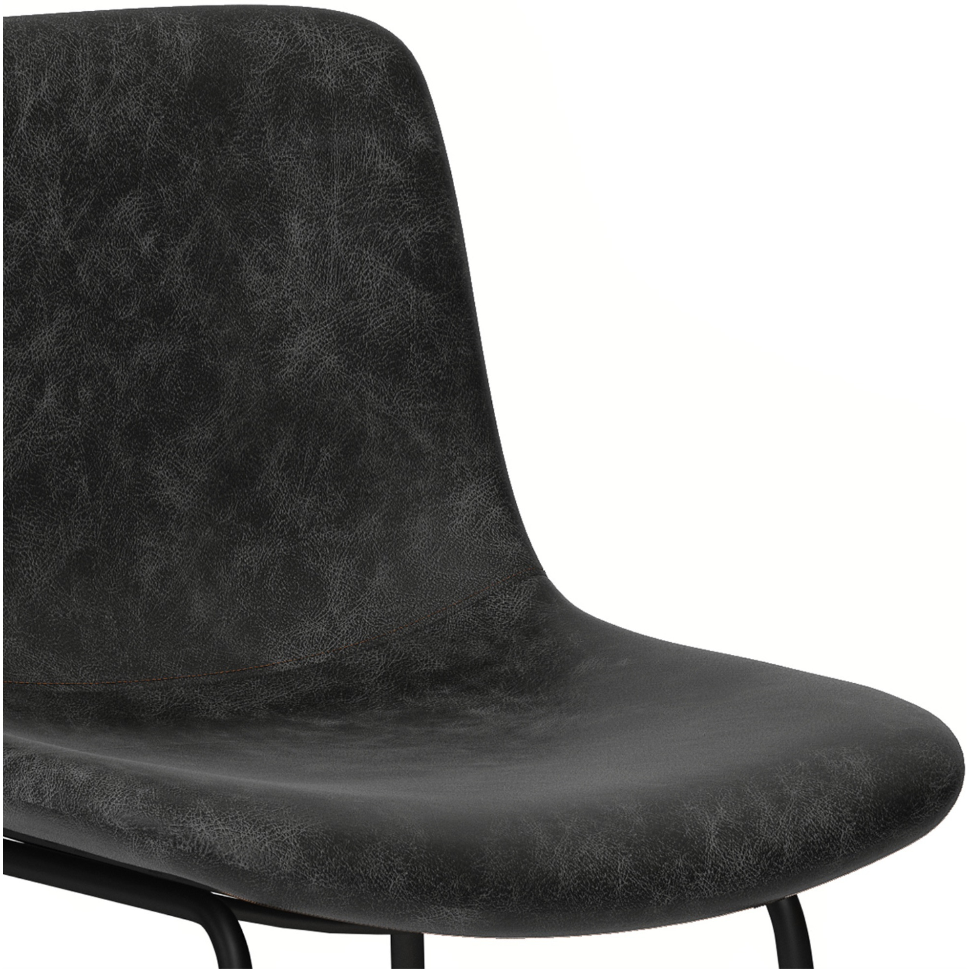 Jolie Counter Height Stool (Set of 2) in Distressed Charcoal Grey Faux Leather