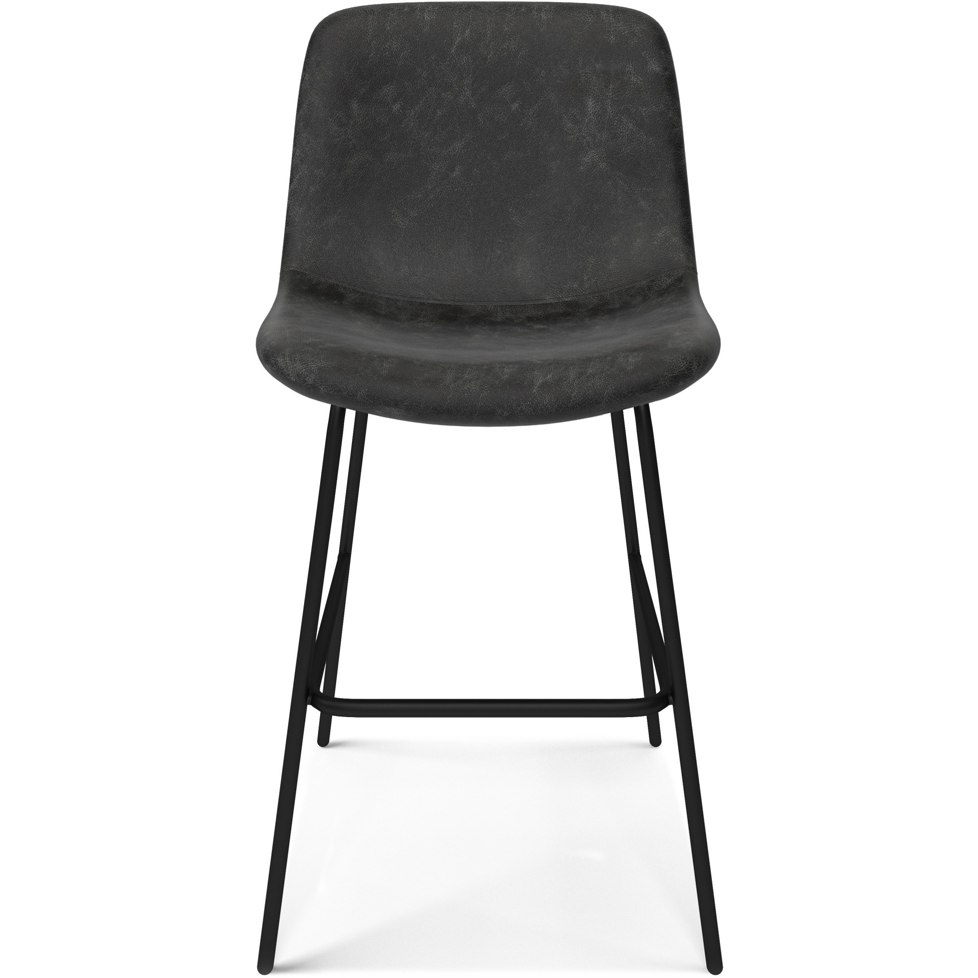 Jolie Counter Height Stool (Set of 2) in Distressed Charcoal Grey Faux Leather
