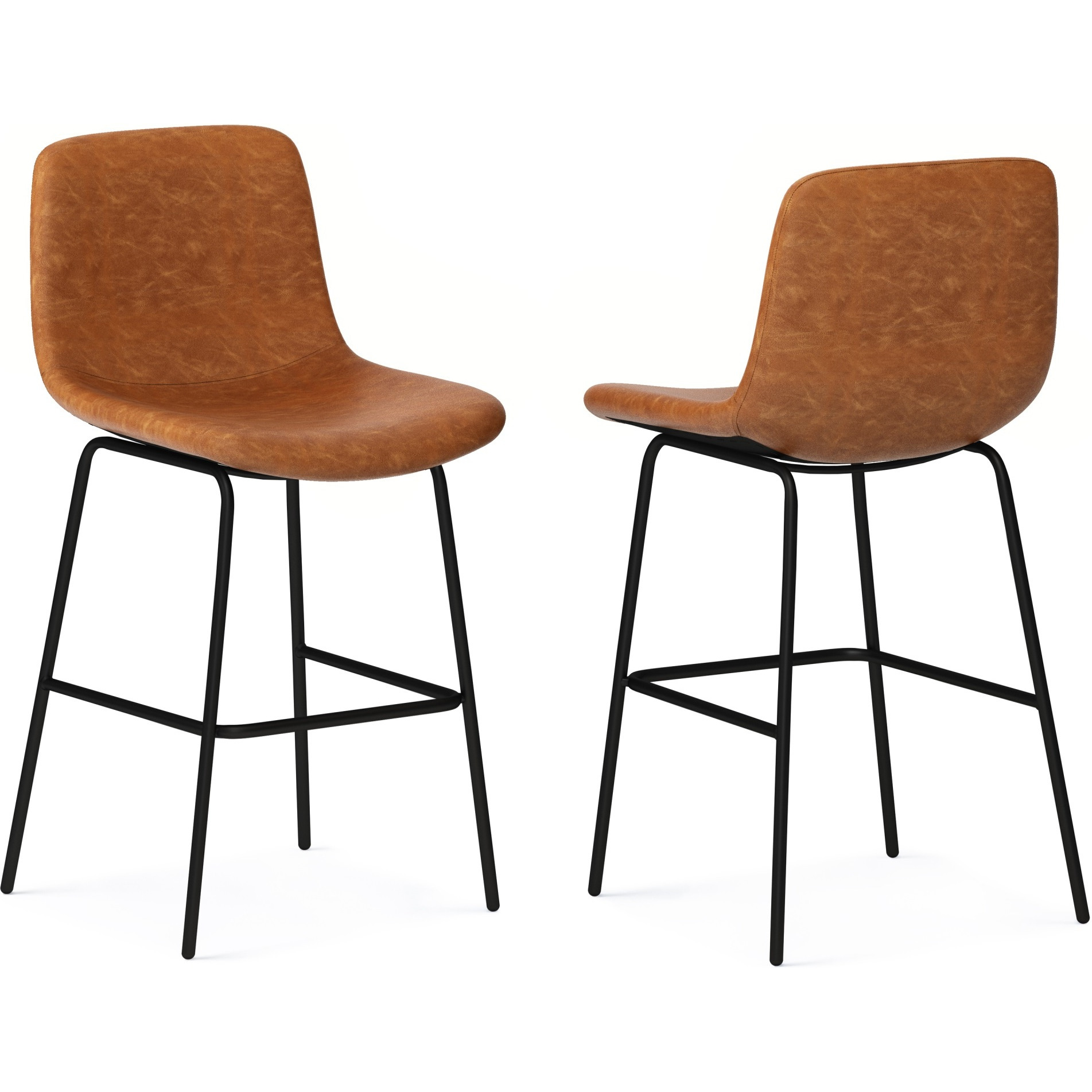 Jolie Counter Height Stool (Set of 2) in Camel Brown Faux Leather