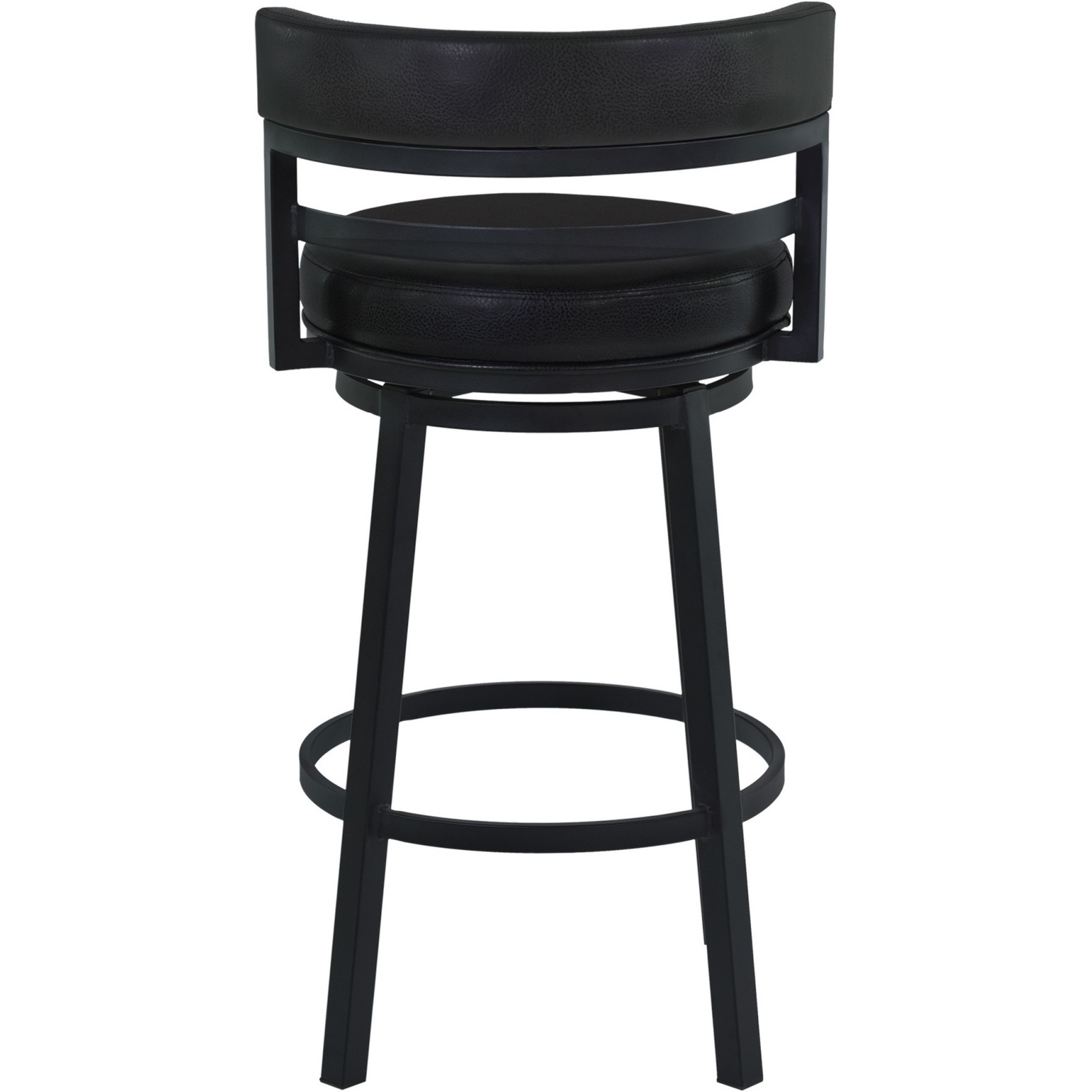 Eva 26 Inch Swivel Counter Stool Chair, Vegan Leather, Curved Back, Black