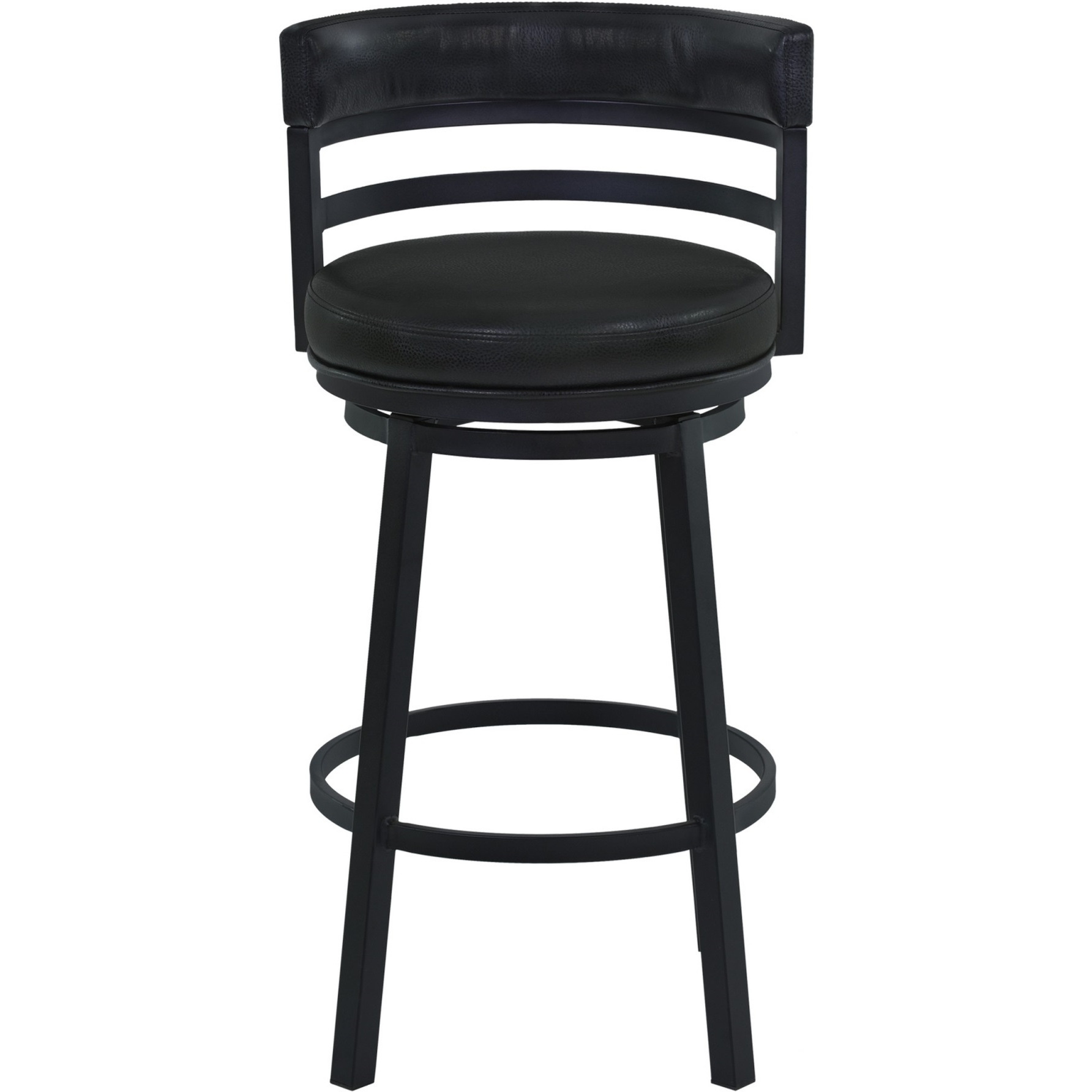 Eva 26 Inch Swivel Counter Stool Chair, Vegan Leather, Curved Back, Black