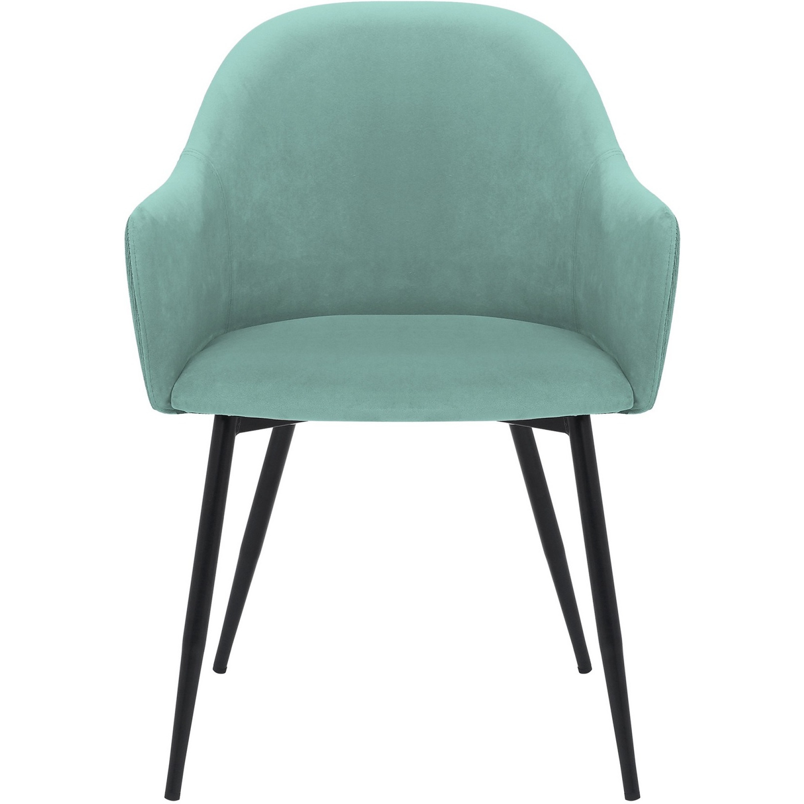 23 Inch Modern Dining Chair, Curved Back, Polyester, Metal Legs, Teal Blue
