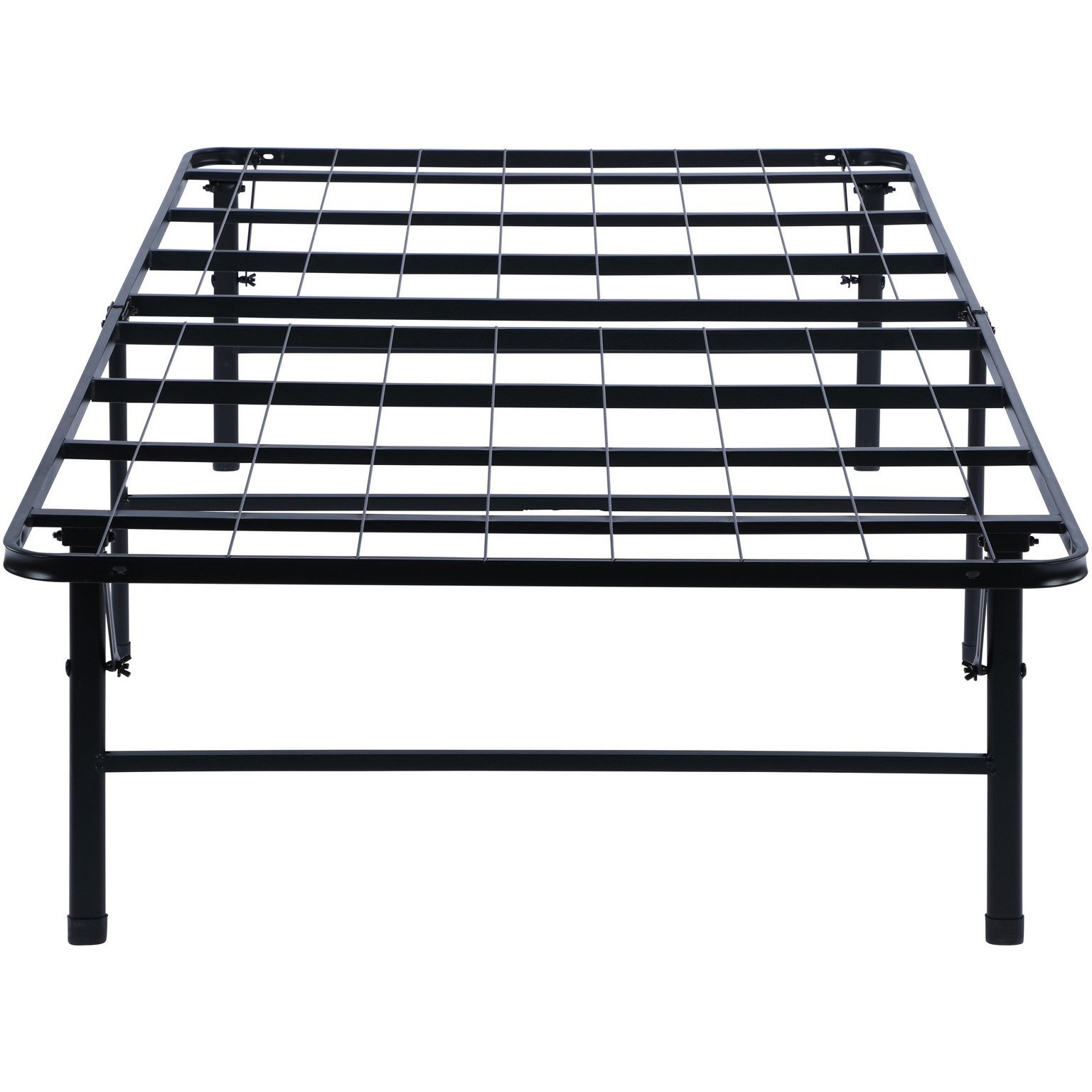 Folding Bed Frame Queen, Heavy Gauge Steel Metal, Underbed Space, Black