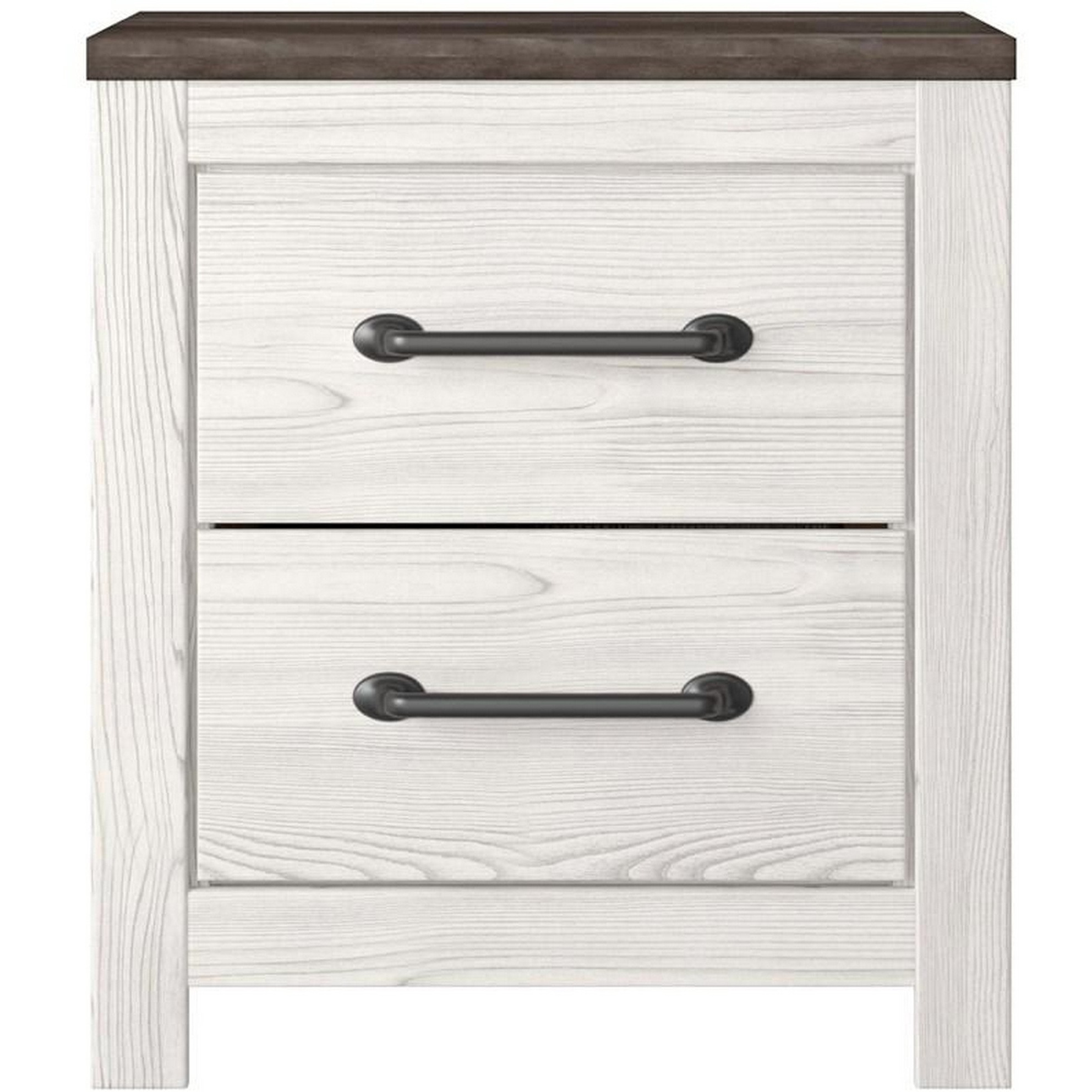 Jule 25 Inch Modern Rustic Wood Nightstand, 2 Tone, Gray Plank Top, White